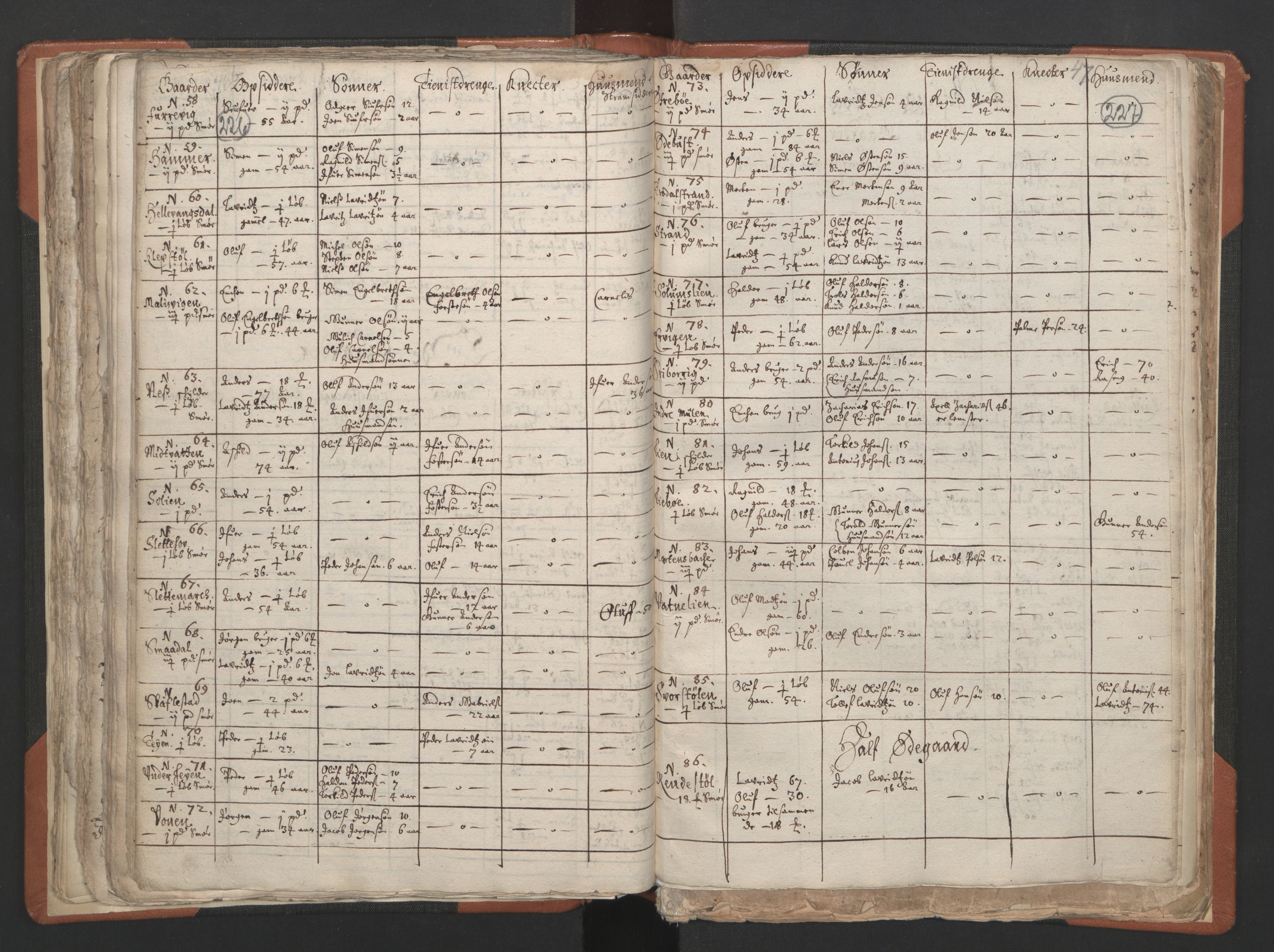 RA, Vicar's Census 1664-1666, no. 24: Sunnfjord deanery, 1664-1666, p. 226-227