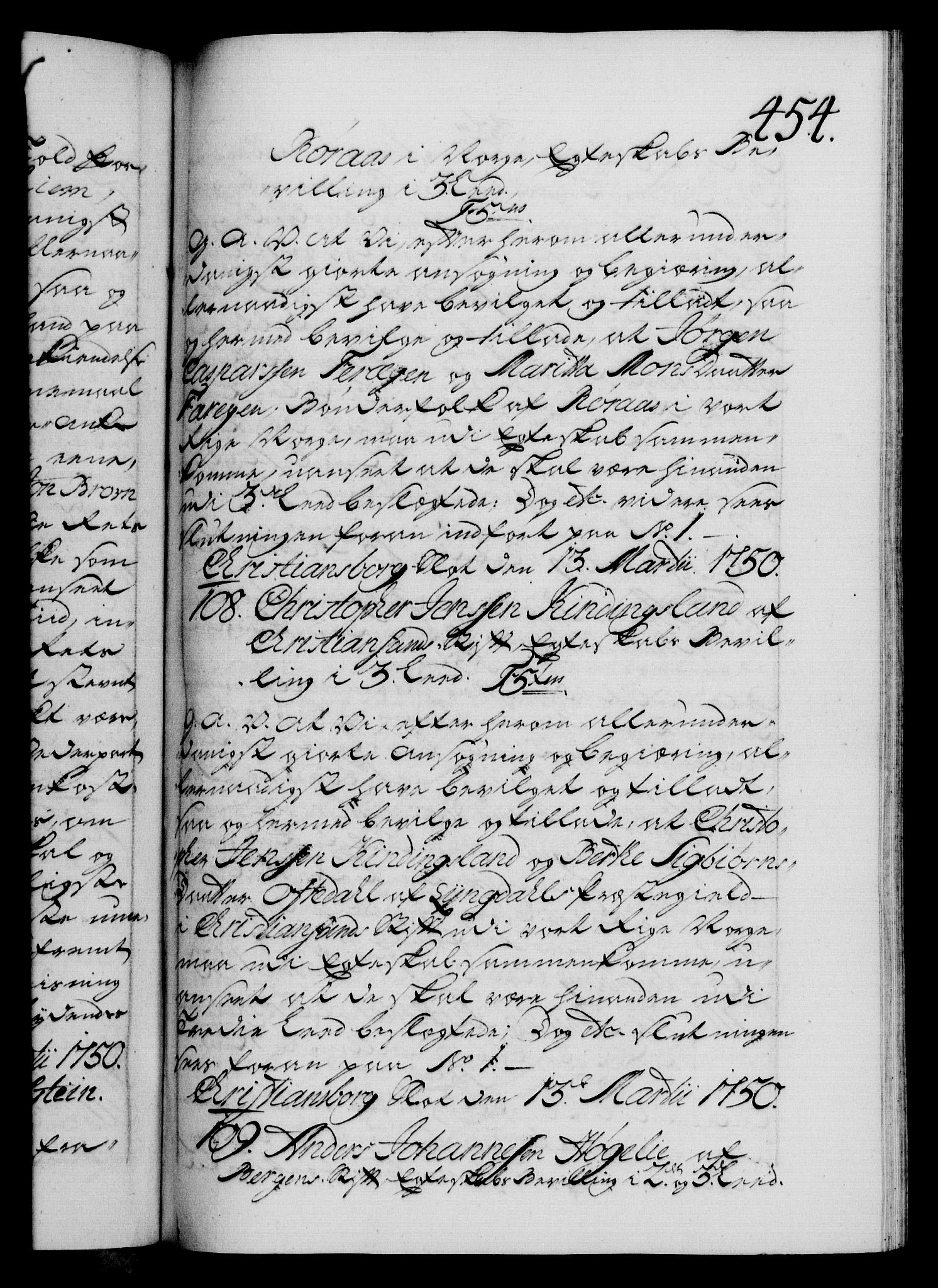 Danske Kanselli 1572-1799, RA/EA-3023/F/Fc/Fca/Fcaa/L0036: Norske registre, 1749-1750, p. 454a