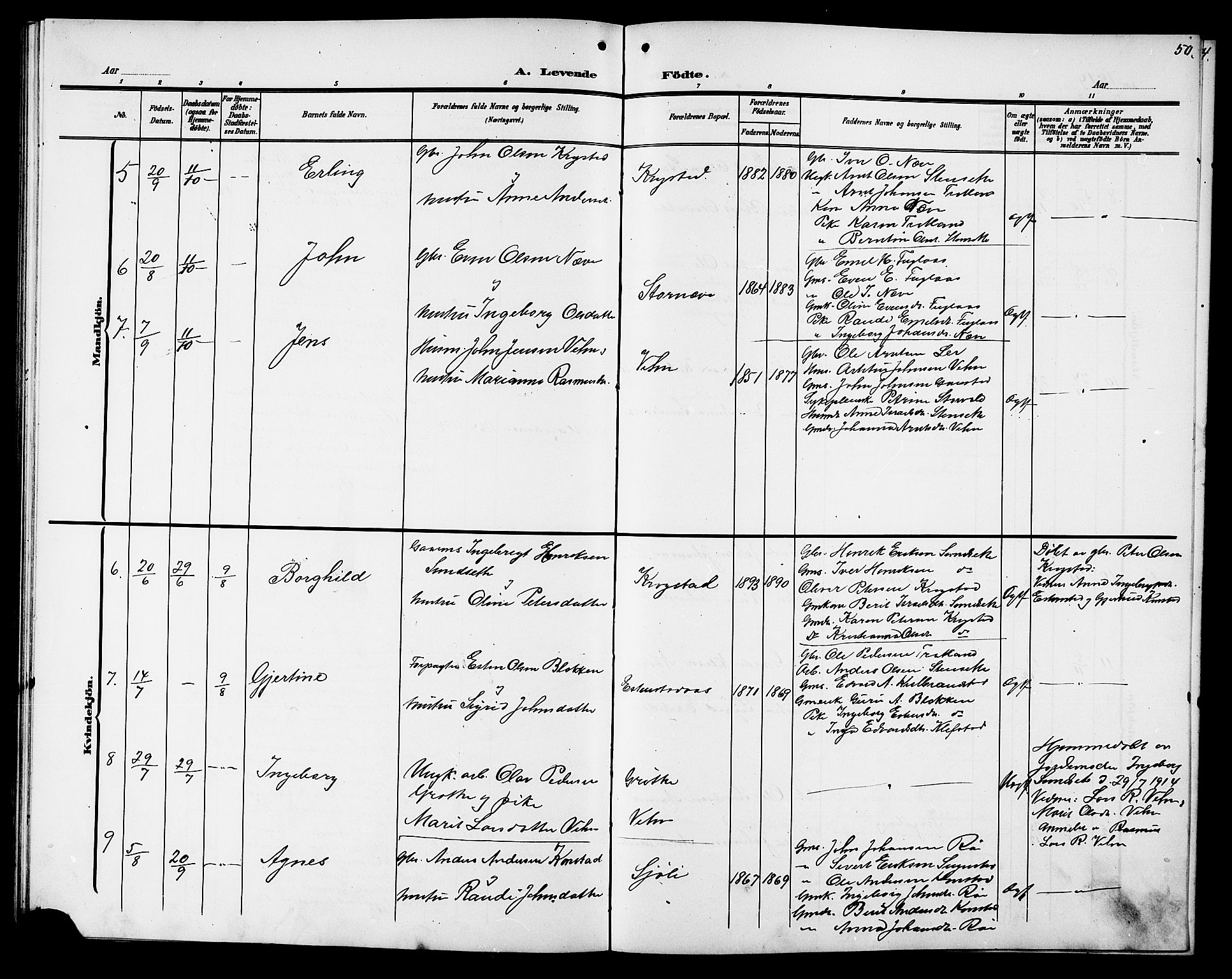 Ministerialprotokoller, klokkerbøker og fødselsregistre - Sør-Trøndelag, AV/SAT-A-1456/694/L1133: Parish register (copy) no. 694C05, 1901-1914, p. 50