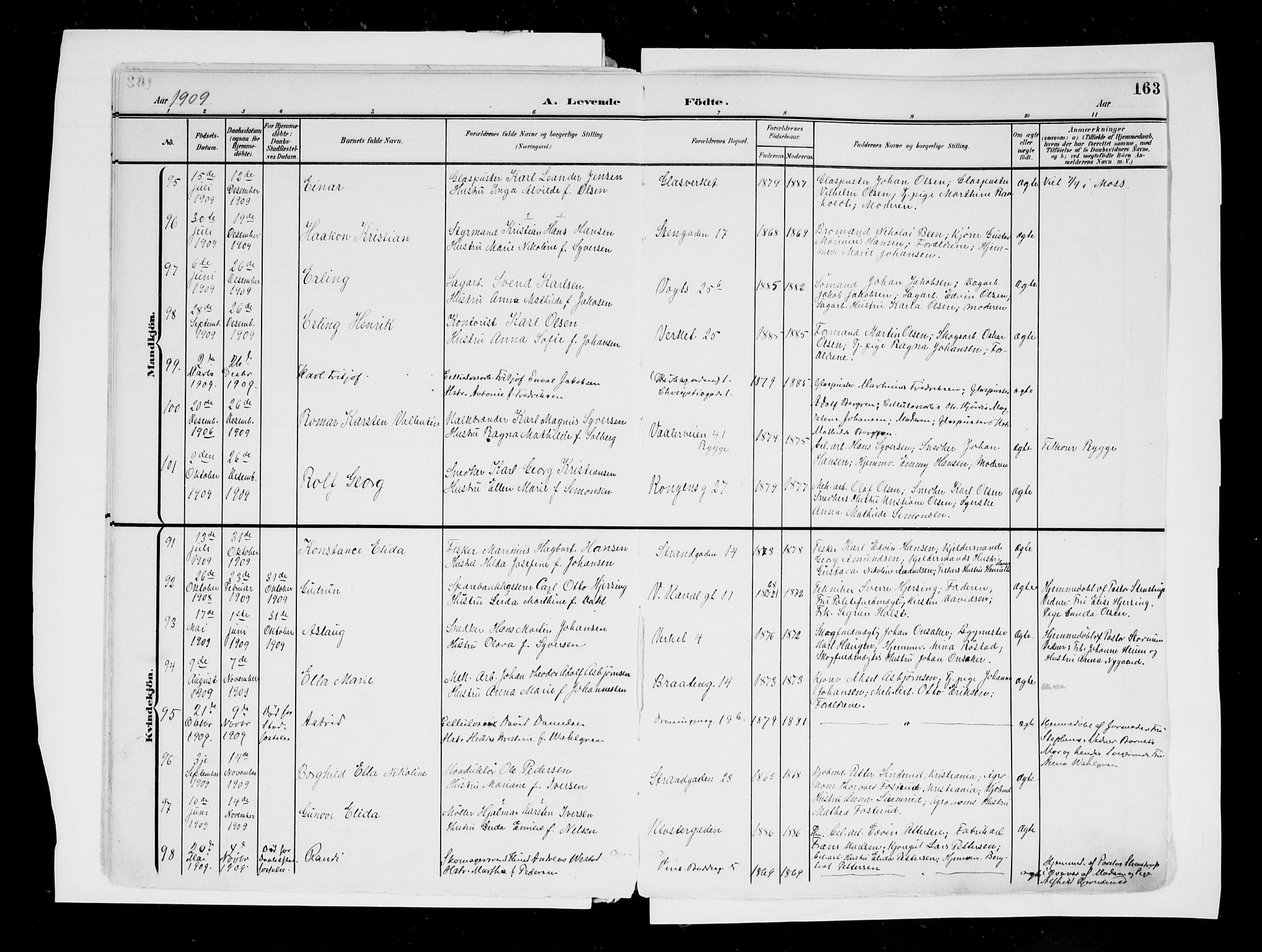 Moss prestekontor Kirkebøker, AV/SAO-A-2003/F/Fb/L0004: Parish register (official) no. II 4, 1902-1912, p. 163