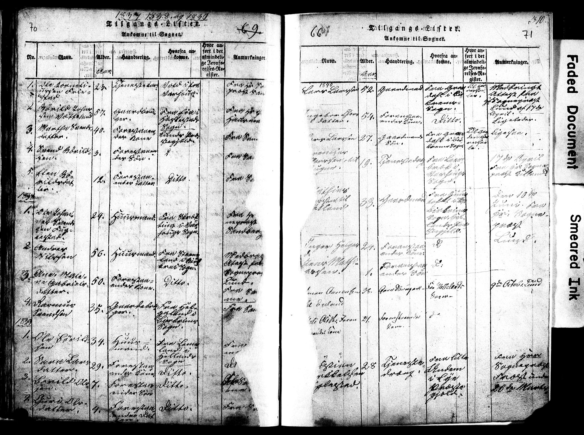 Eigersund sokneprestkontor, SAST/A-101807/S09/L0002: Parish register (copy) no. B 2, 1816-1847, p. 70-71