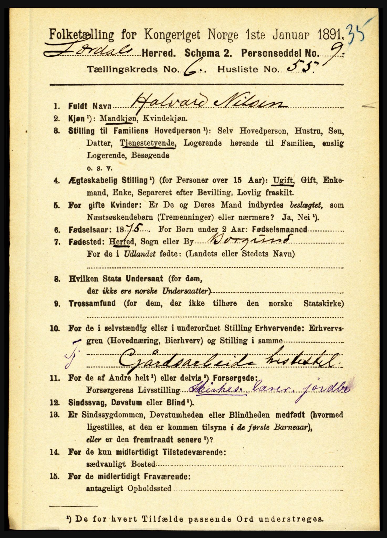 RA, 1891 census for 1422 Lærdal, 1891, p. 746