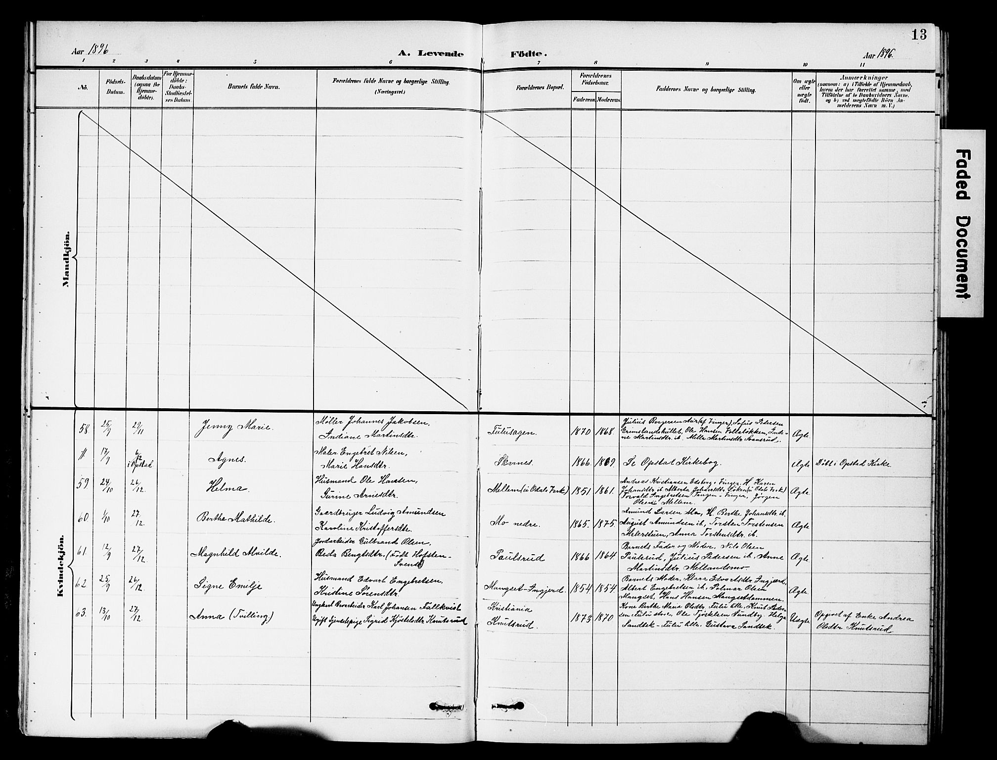 Sør-Odal prestekontor, AV/SAH-PREST-030/H/Ha/Hab/L0001: Parish register (copy) no. 1, 1895-1902, p. 13