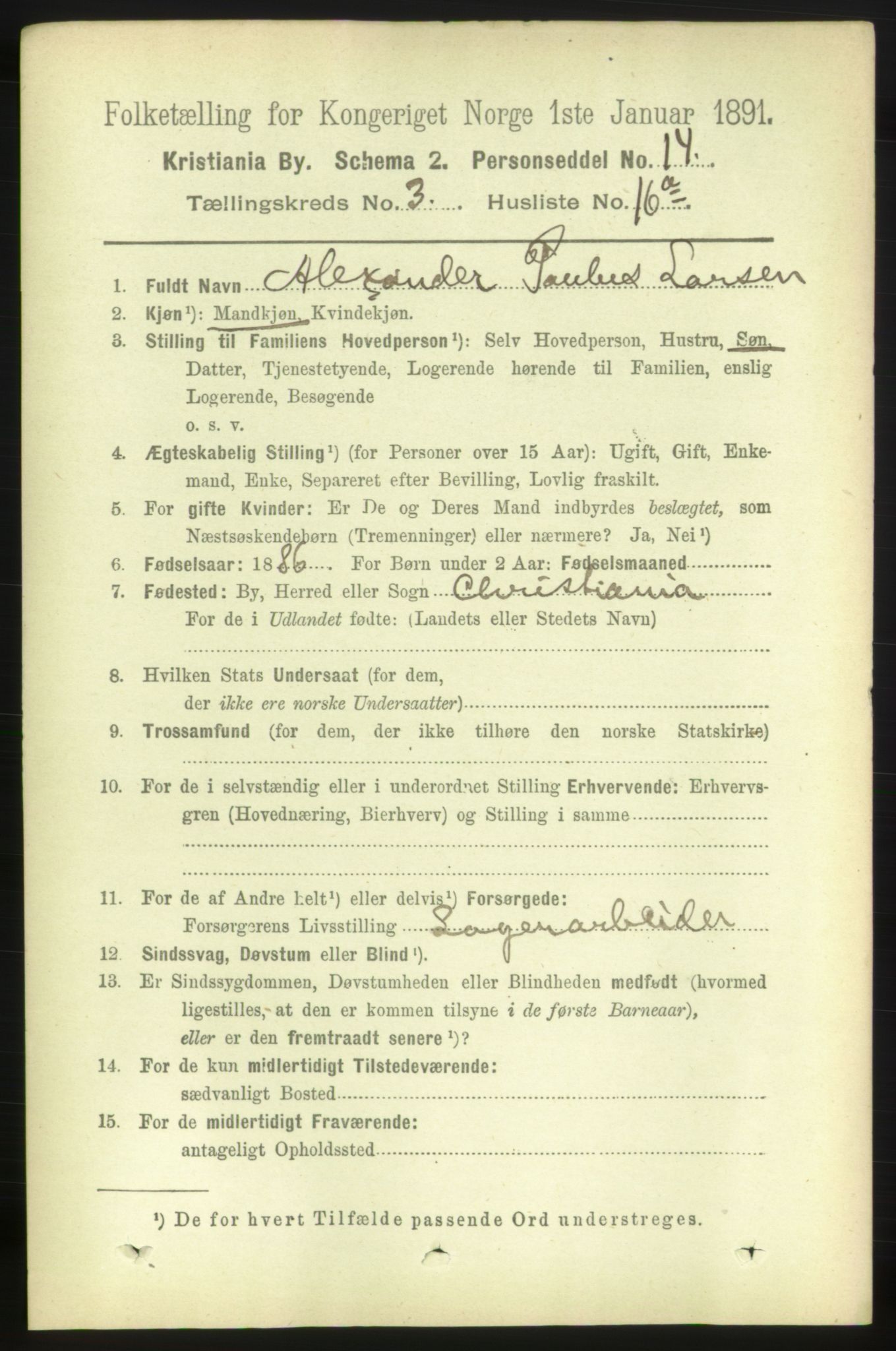 RA, 1891 census for 0301 Kristiania, 1891, p. 1810