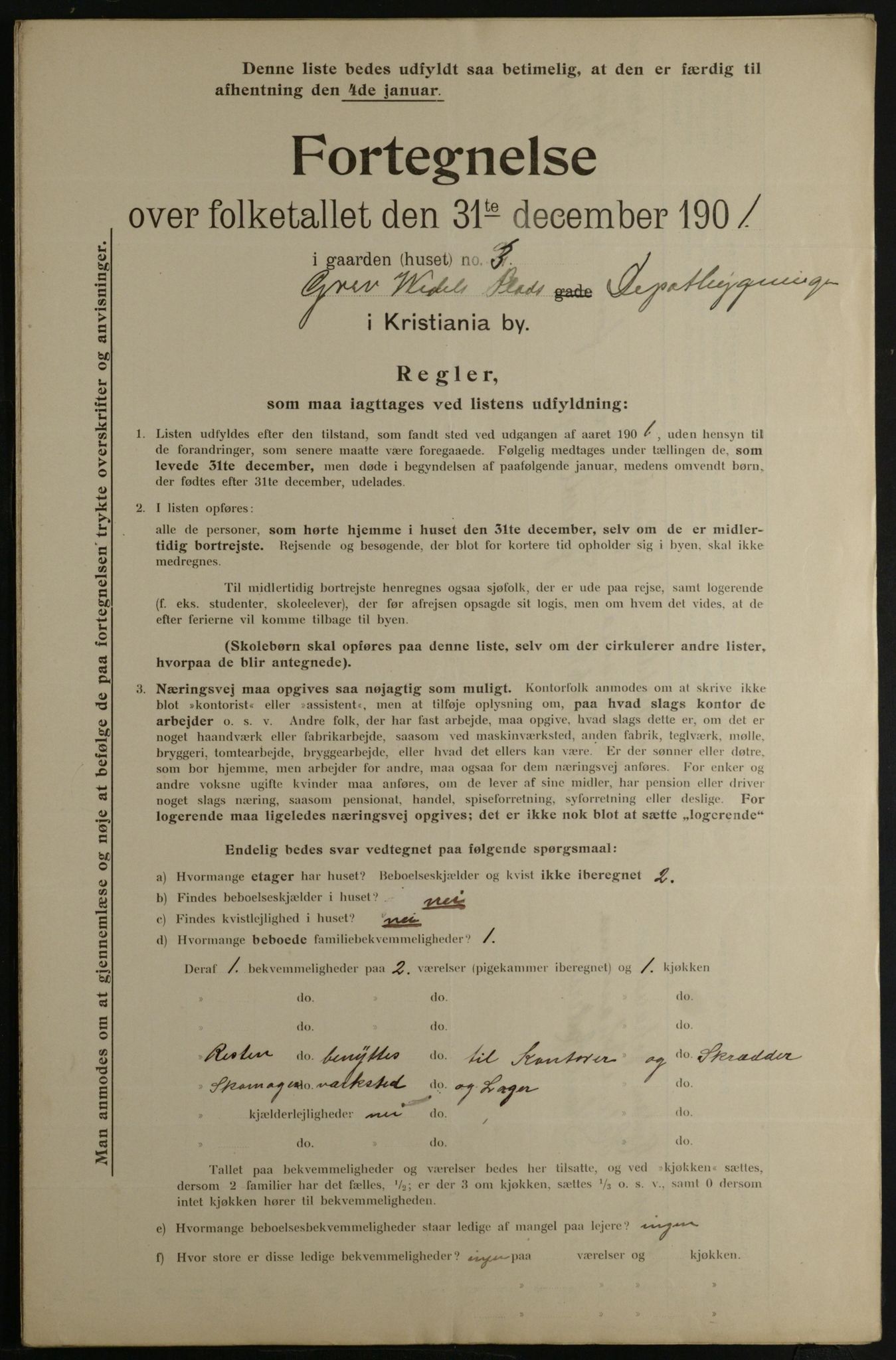 OBA, Municipal Census 1901 for Kristiania, 1901, p. 4848