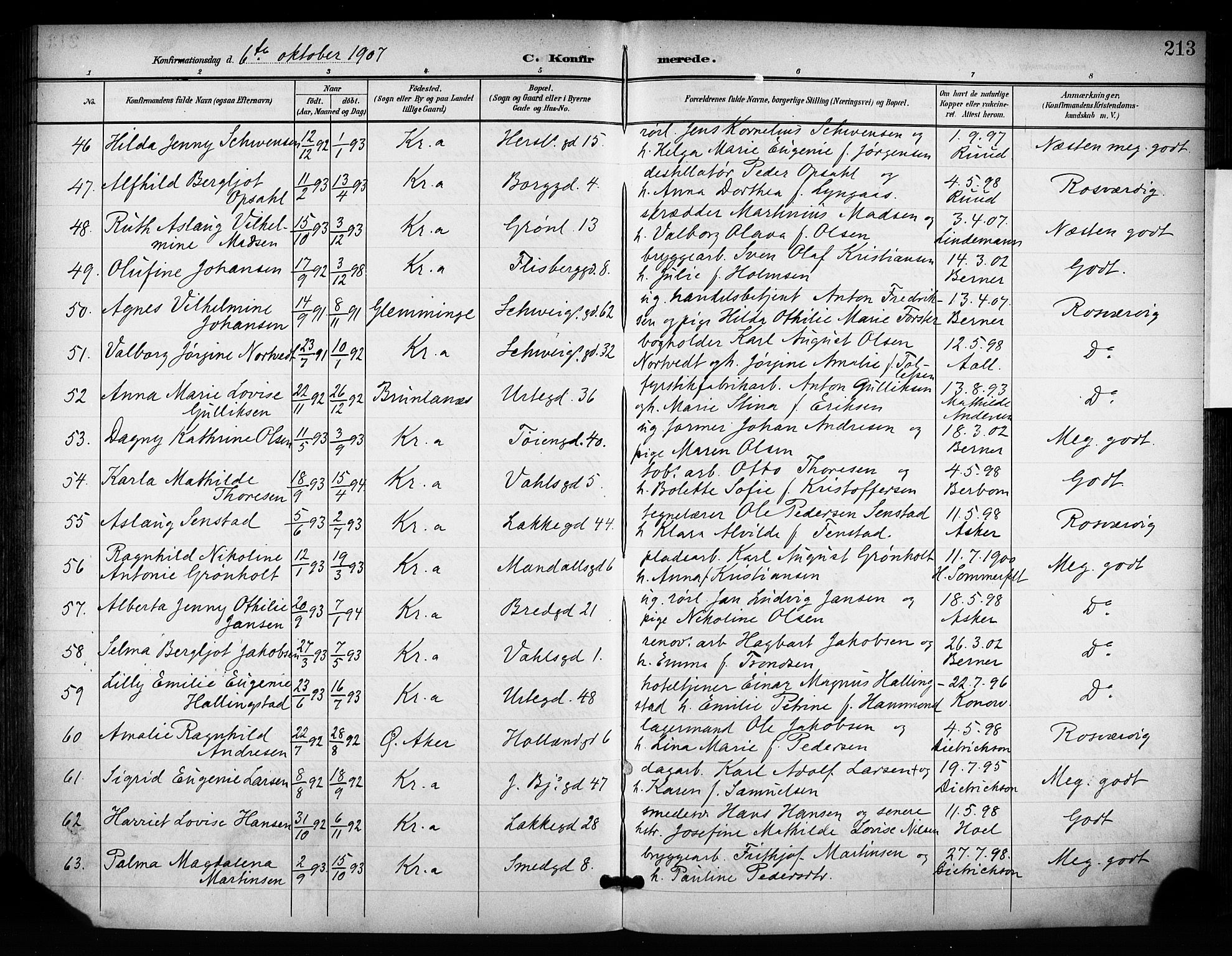 Grønland prestekontor Kirkebøker, AV/SAO-A-10848/F/Fa/L0015: Parish register (official) no. 15, 1899-1919, p. 213