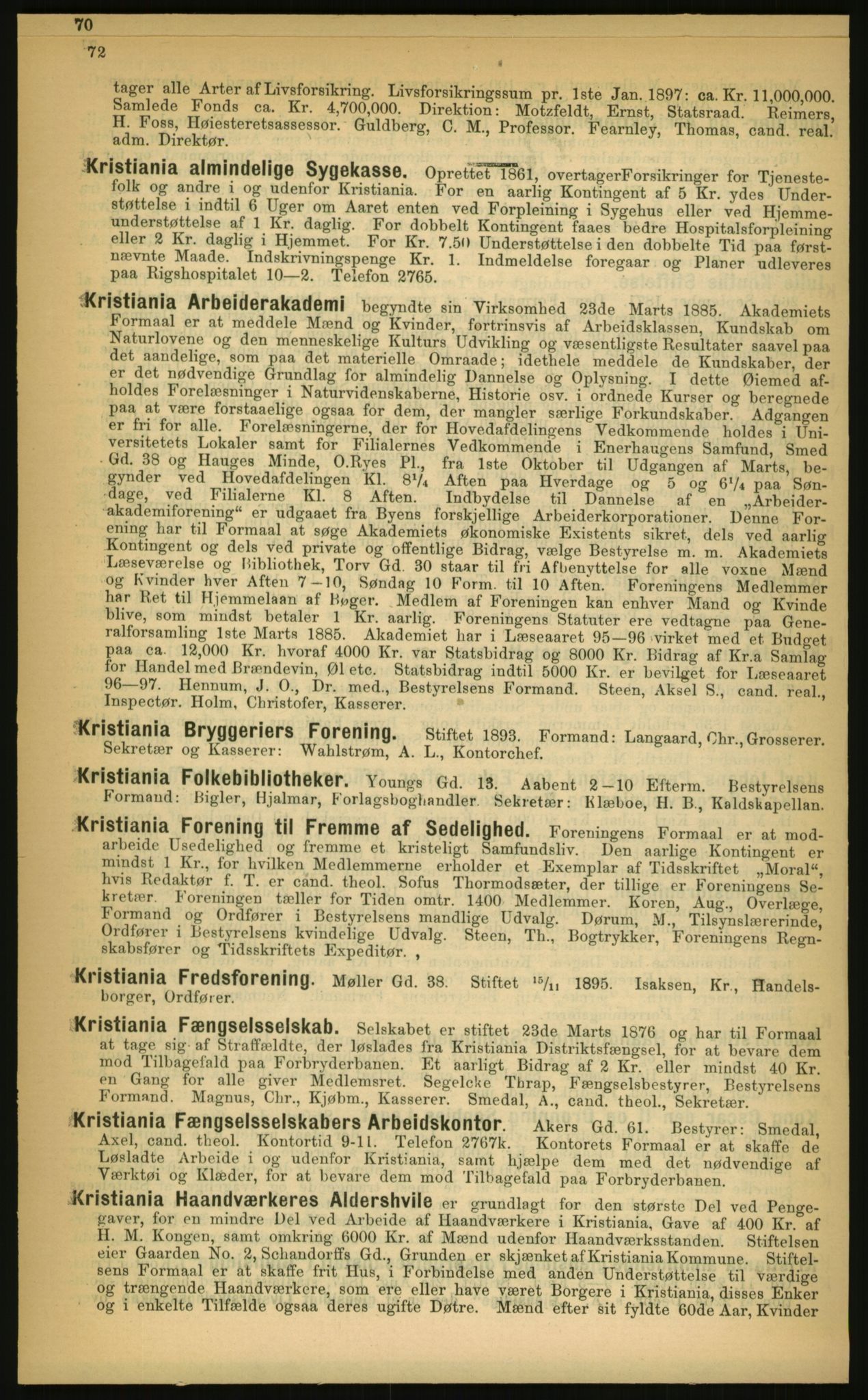 Kristiania/Oslo adressebok, PUBL/-, 1897, p. 70