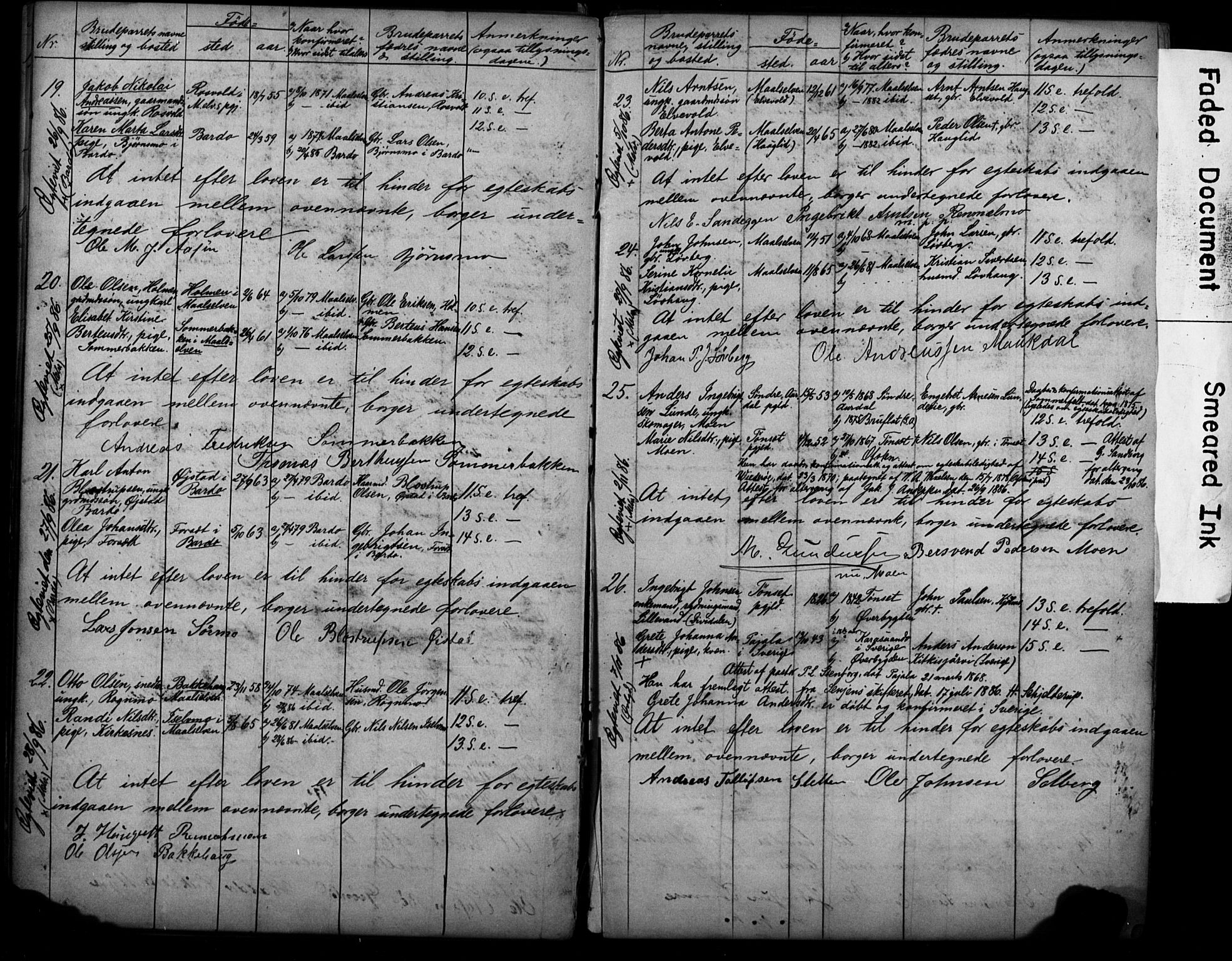 Målselv sokneprestembete, AV/SATØ-S-1311/I/Id/L0038: Banns register no. 38, 1870-1890