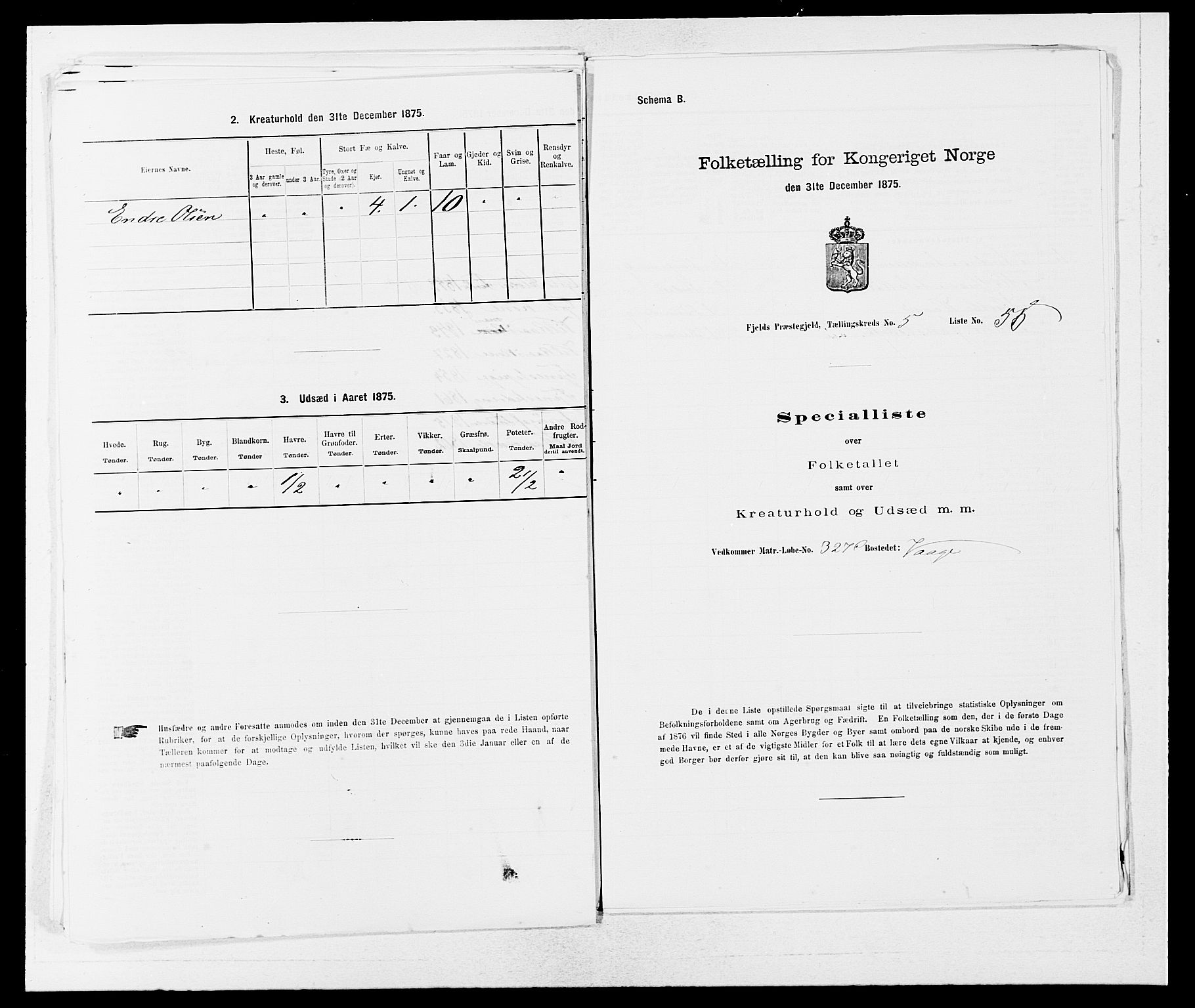 SAB, 1875 census for 1246P Fjell, 1875, p. 714