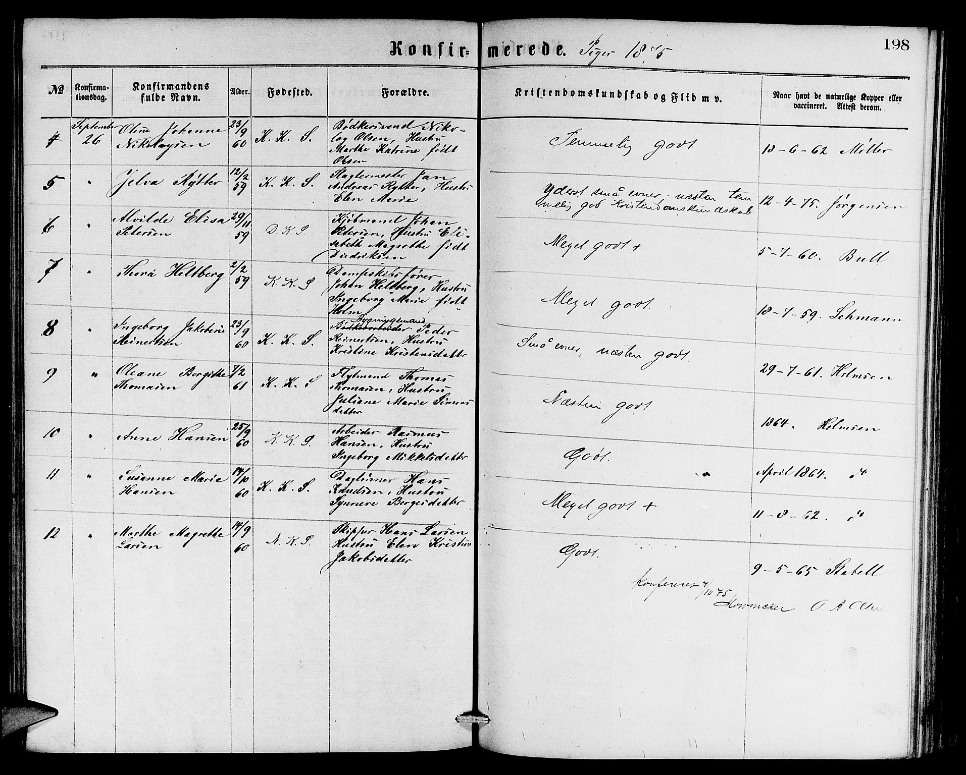 Sandviken Sokneprestembete, AV/SAB-A-77601/H/Hb: Parish register (copy) no. A 1, 1867-1879, p. 198