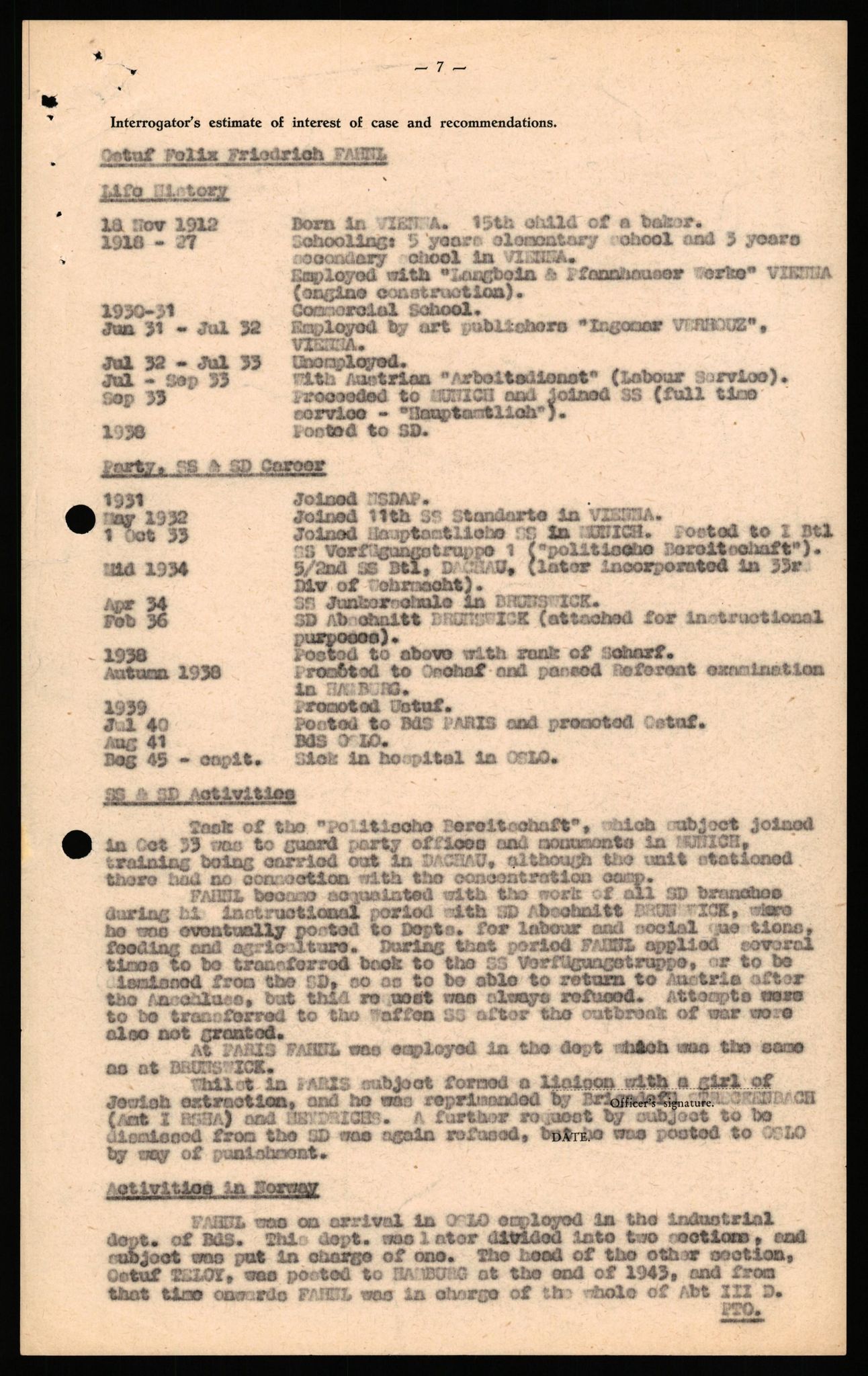 Forsvaret, Forsvarets overkommando II, AV/RA-RAFA-3915/D/Db/L0038: CI Questionaires. Tyske okkupasjonsstyrker i Norge. Østerrikere., 1945-1946, p. 274