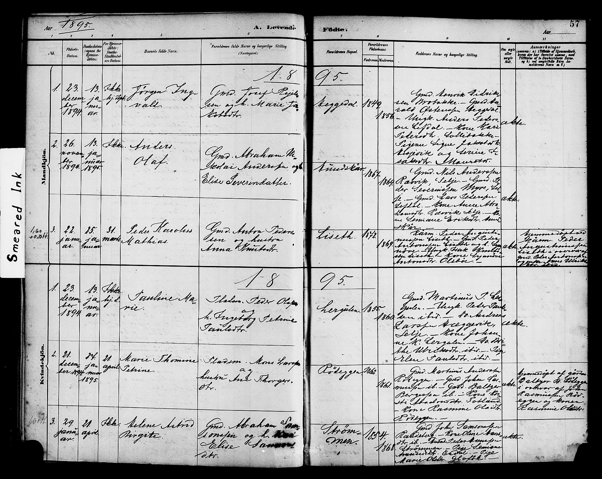Davik sokneprestembete, SAB/A-79701/H/Haa/Haad/L0001: Parish register (official) no. D 1, 1882-1900, p. 57