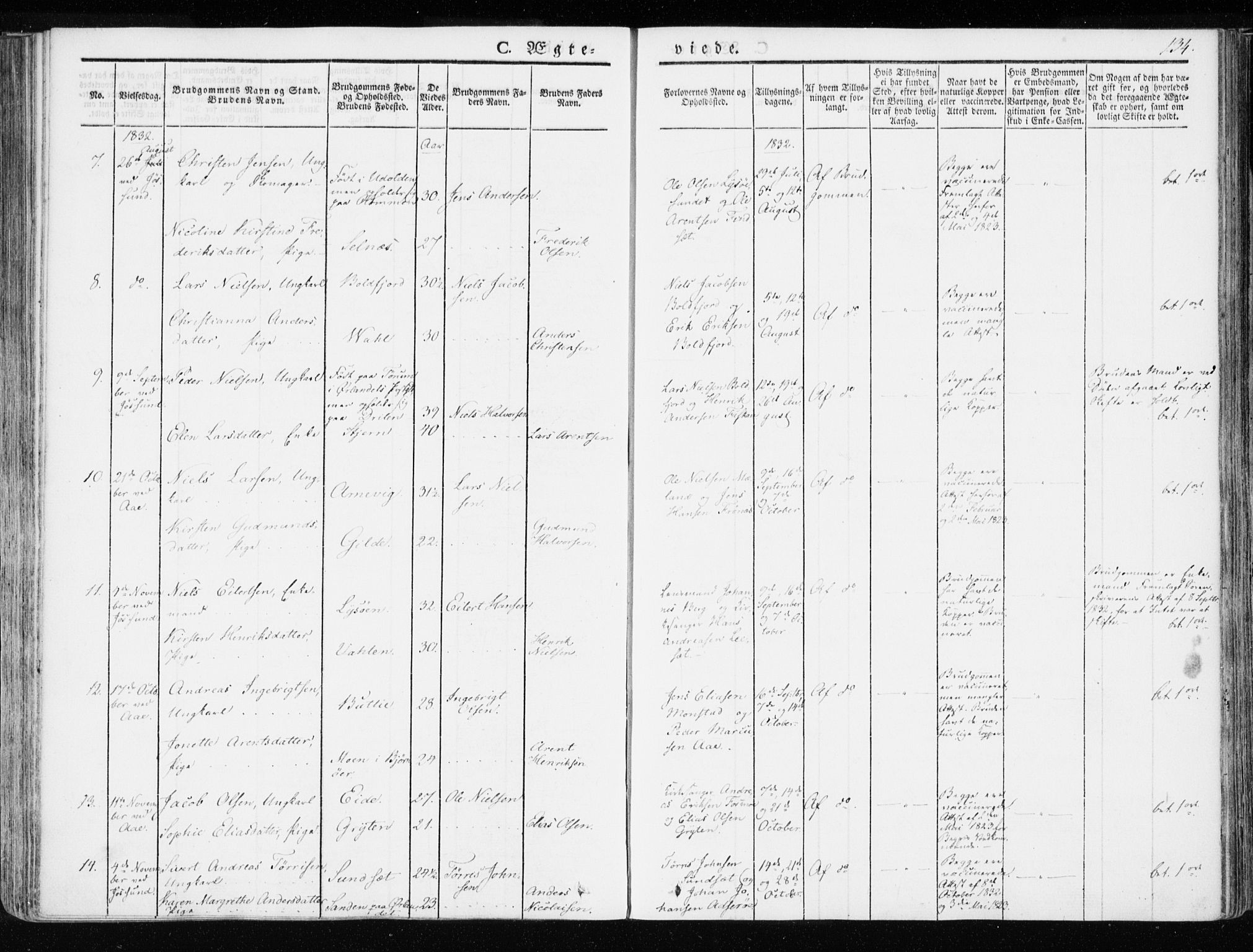 Ministerialprotokoller, klokkerbøker og fødselsregistre - Sør-Trøndelag, SAT/A-1456/655/L0676: Parish register (official) no. 655A05, 1830-1847, p. 134