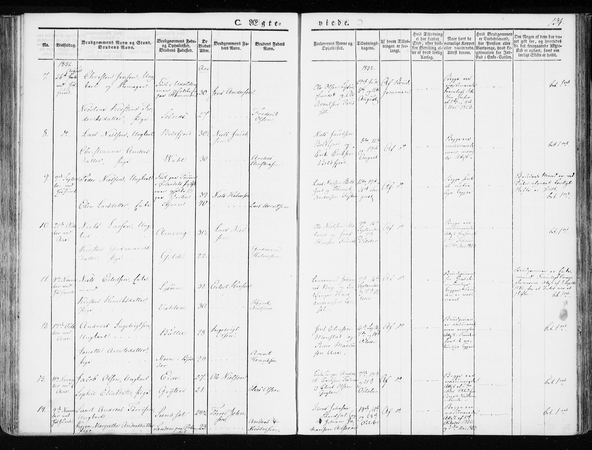 Ministerialprotokoller, klokkerbøker og fødselsregistre - Sør-Trøndelag, AV/SAT-A-1456/655/L0676: Parish register (official) no. 655A05, 1830-1847, p. 134