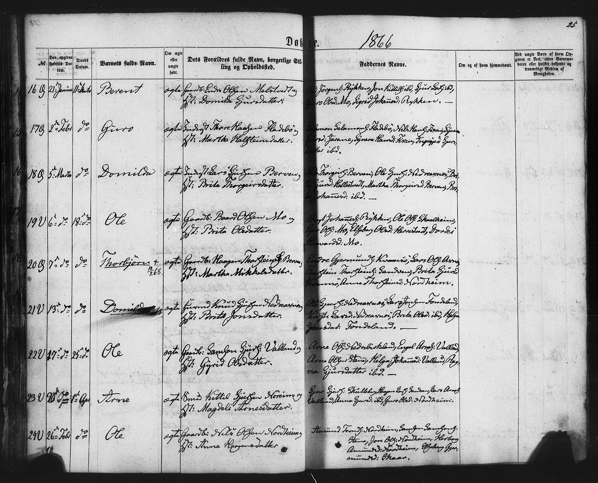 Kvam sokneprestembete, SAB/A-76201/H/Haa: Parish register (official) no. A 9, 1864-1879, p. 25