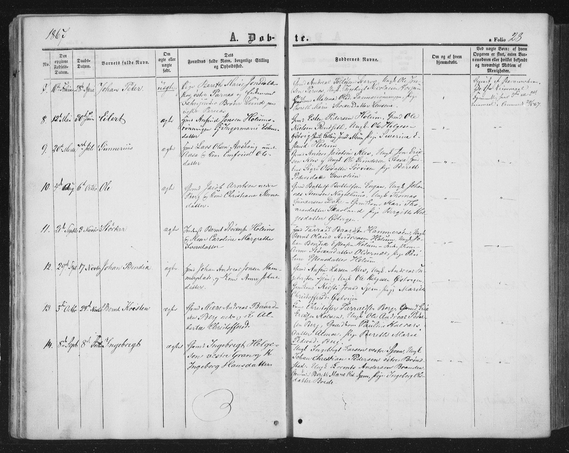 Ministerialprotokoller, klokkerbøker og fødselsregistre - Nord-Trøndelag, SAT/A-1458/749/L0472: Parish register (official) no. 749A06, 1857-1873, p. 28
