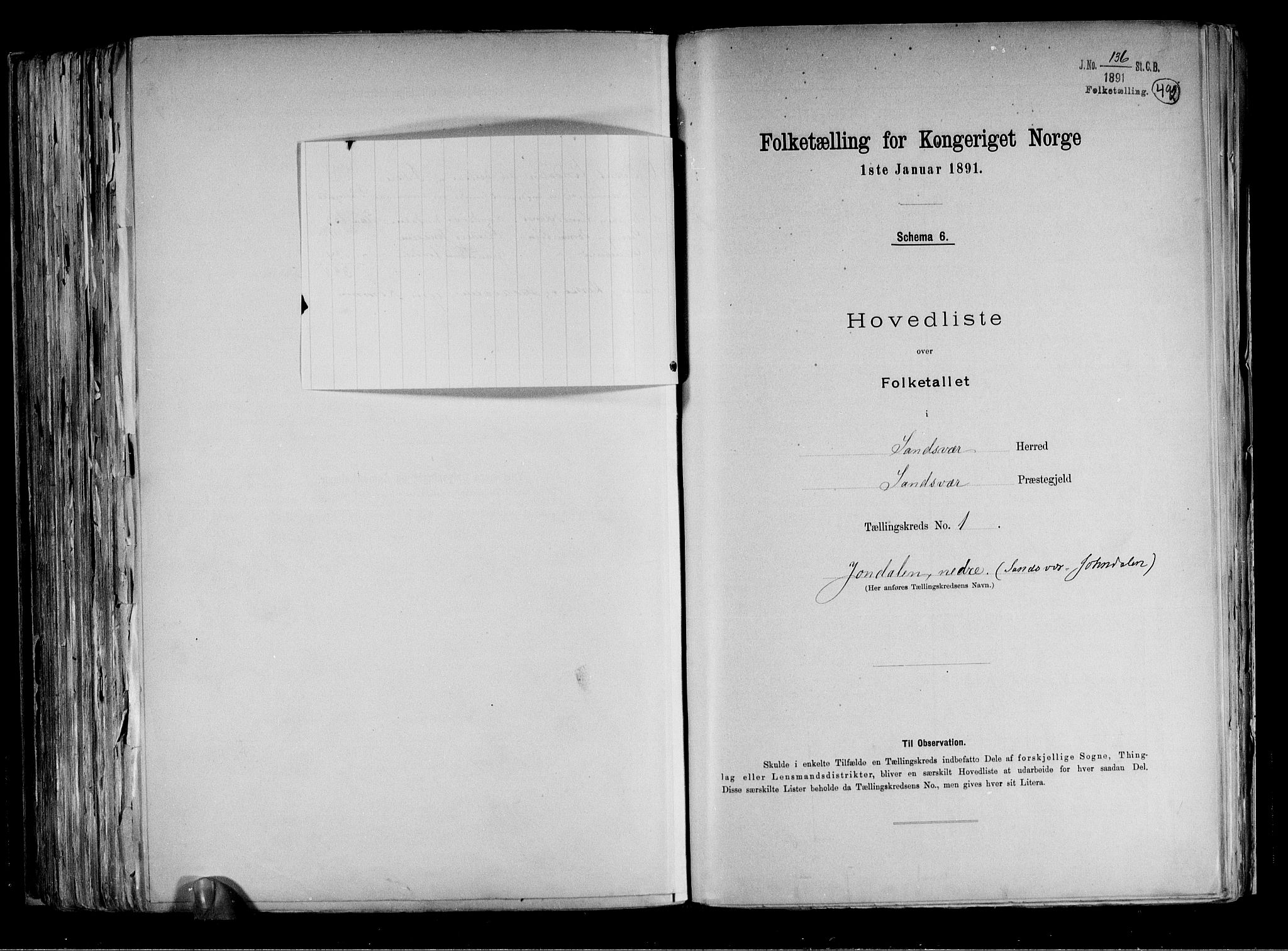 RA, 1891 census for 0629 Sandsvær, 1891, p. 36