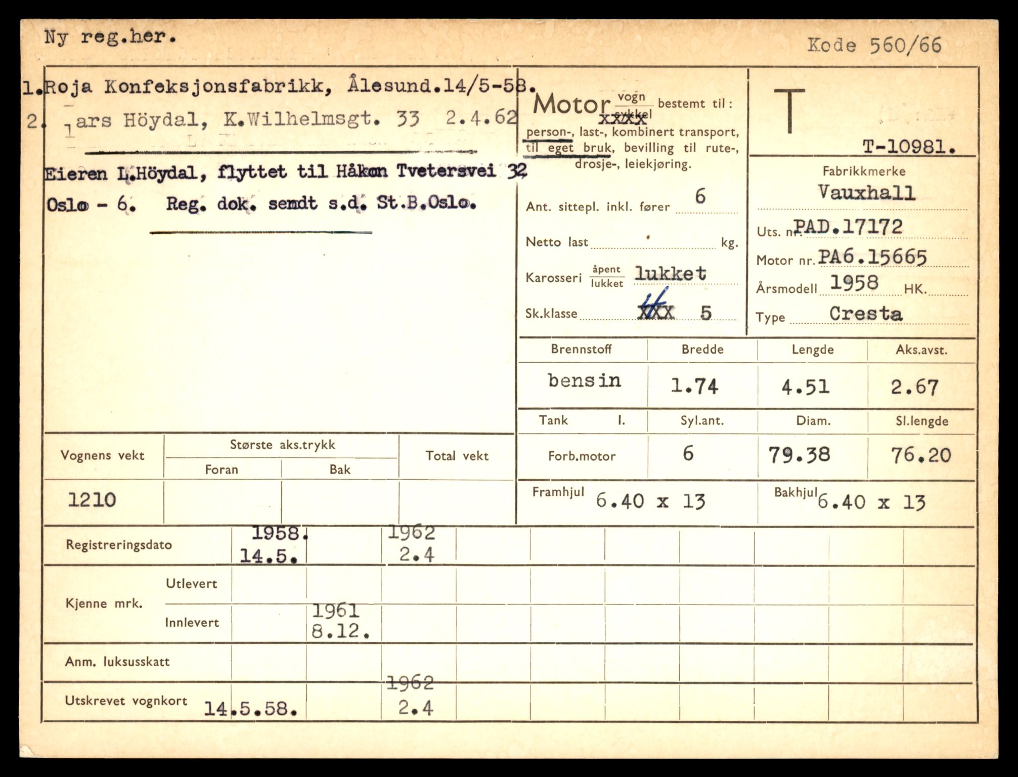 Møre og Romsdal vegkontor - Ålesund trafikkstasjon, AV/SAT-A-4099/F/Fe/L0025: Registreringskort for kjøretøy T 10931 - T 11045, 1927-1998, p. 1373