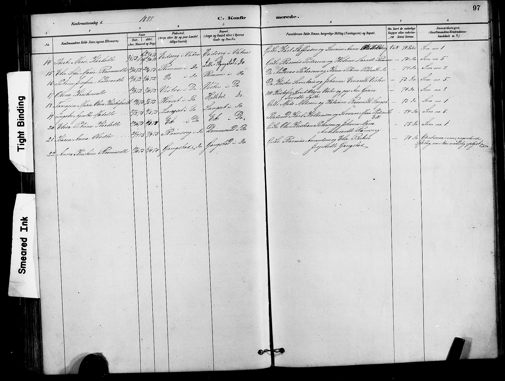 Ministerialprotokoller, klokkerbøker og fødselsregistre - Møre og Romsdal, AV/SAT-A-1454/525/L0376: Parish register (copy) no. 525C02, 1880-1902, p. 97