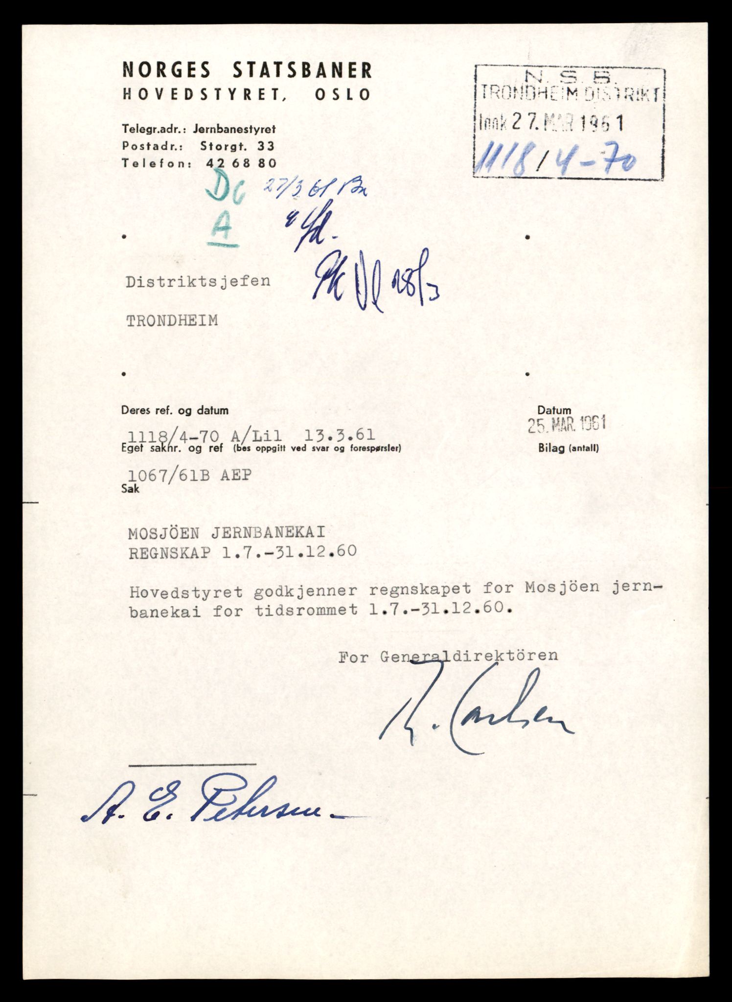 Norges statsbaner (NSB) - Trondheim distrikt, AV/SAT-A-6436/0002/Dd/L0817: --, 1953-1980, p. 335