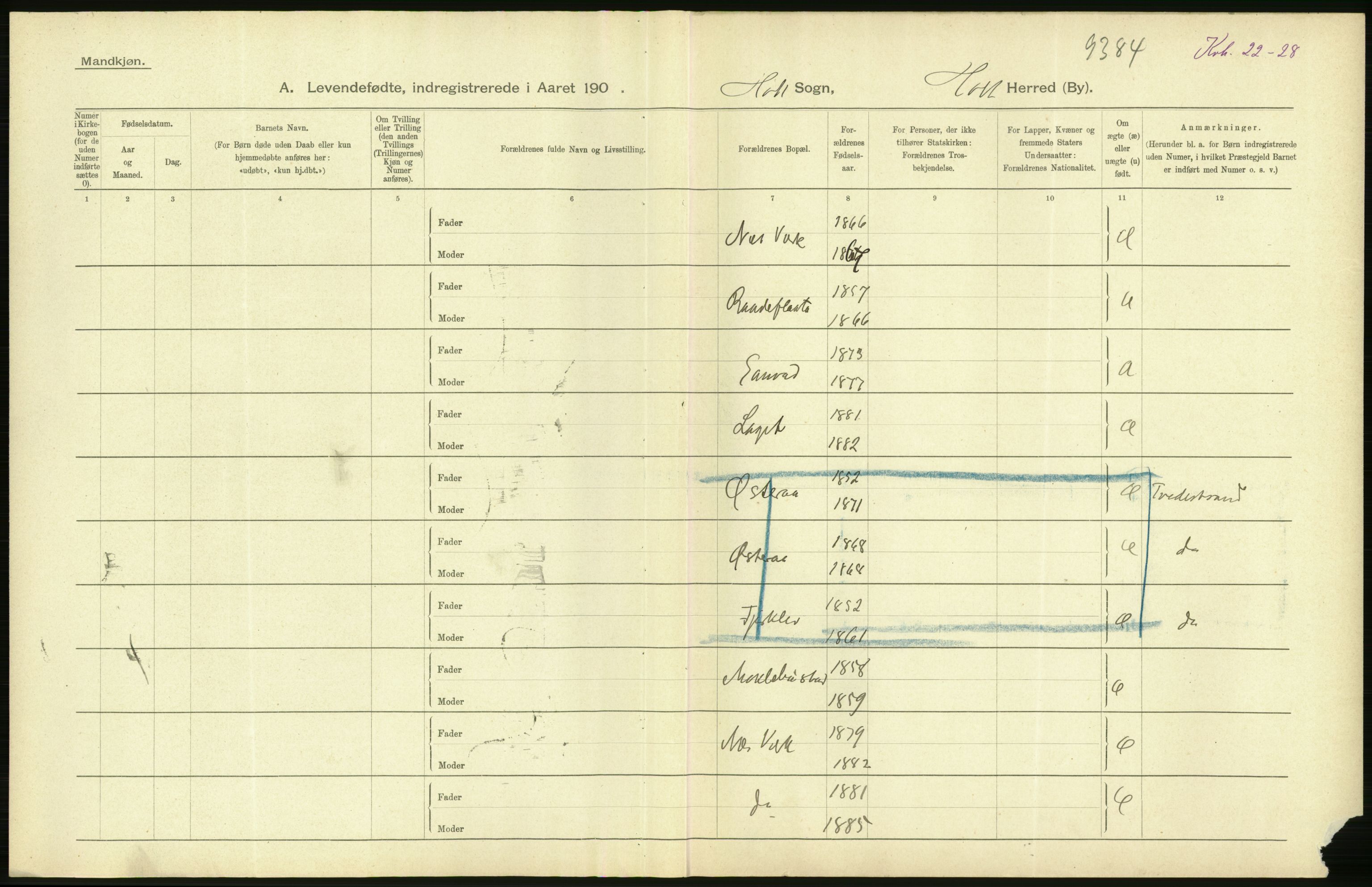 Statistisk sentralbyrå, Sosiodemografiske emner, Befolkning, AV/RA-S-2228/D/Df/Dfa/Dfaa/L0010: Nedenes amt: Fødte, gifte, døde, 1903, p. 60