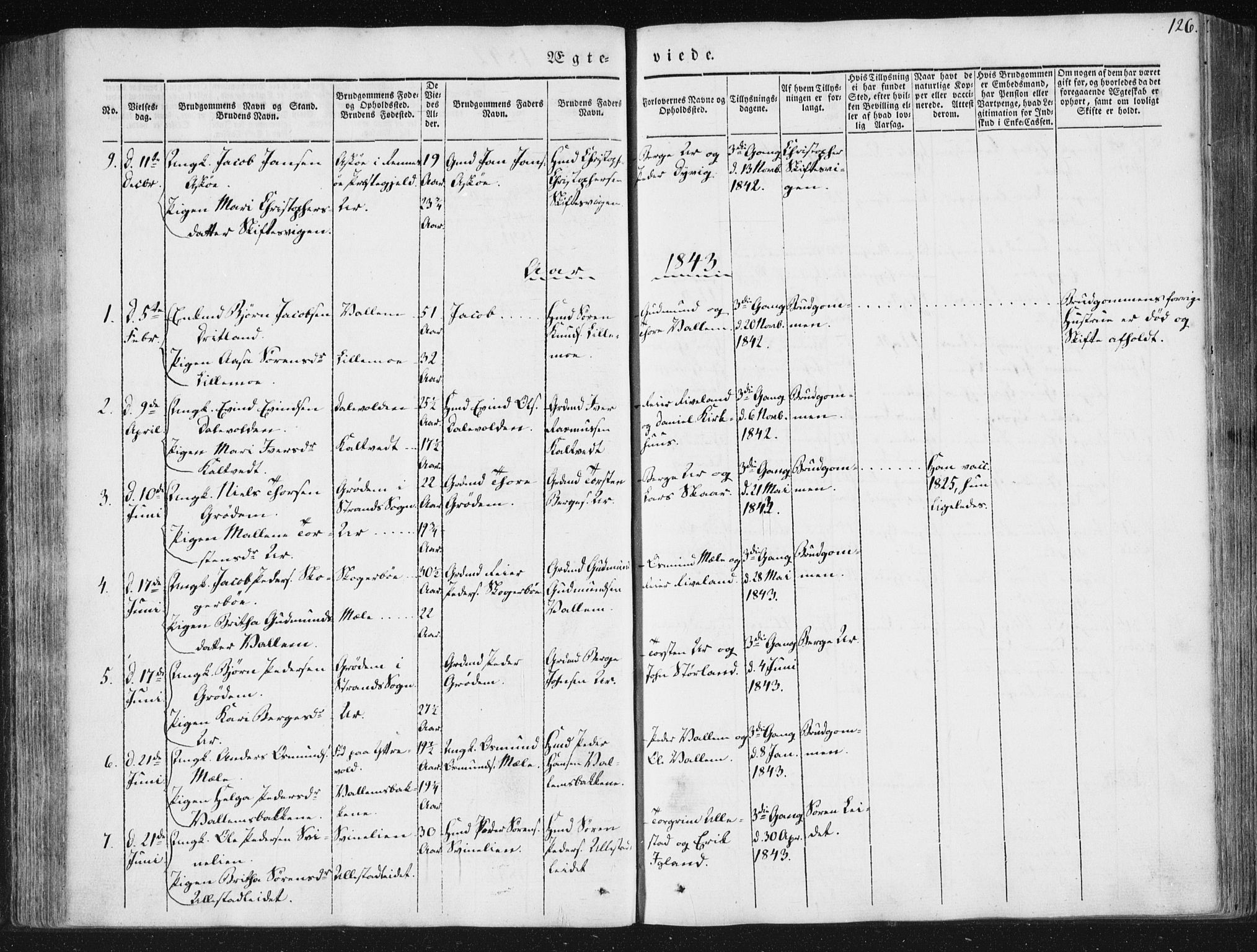 Hjelmeland sokneprestkontor, AV/SAST-A-101843/01/IV/L0008: Parish register (official) no. A 8, 1842-1861, p. 126