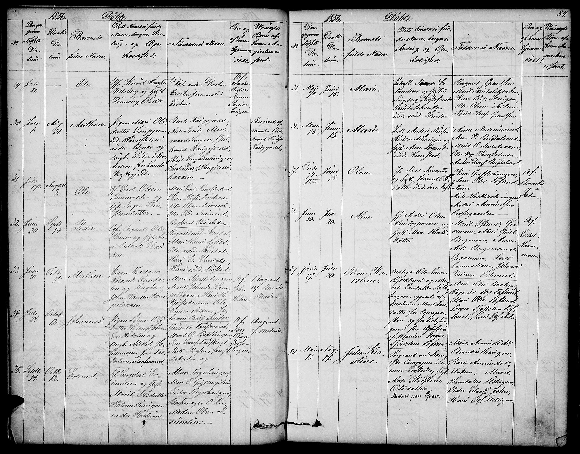 Sør-Fron prestekontor, AV/SAH-PREST-010/H/Ha/Hab/L0001: Parish register (copy) no. 1, 1844-1863, p. 84