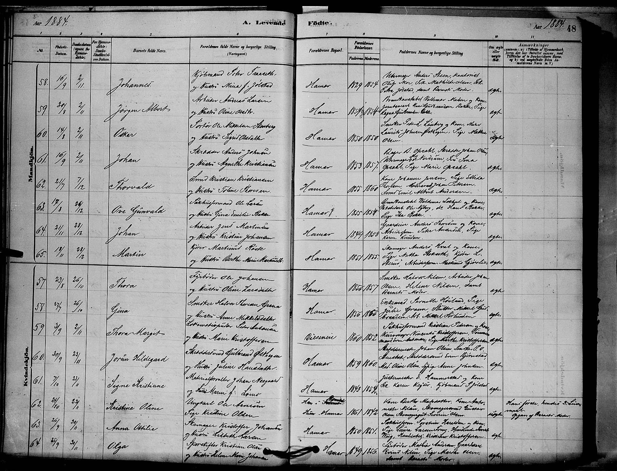 Vang prestekontor, Hedmark, AV/SAH-PREST-008/H/Ha/Hab/L0012: Parish register (copy) no. 12, 1878-1889, p. 48