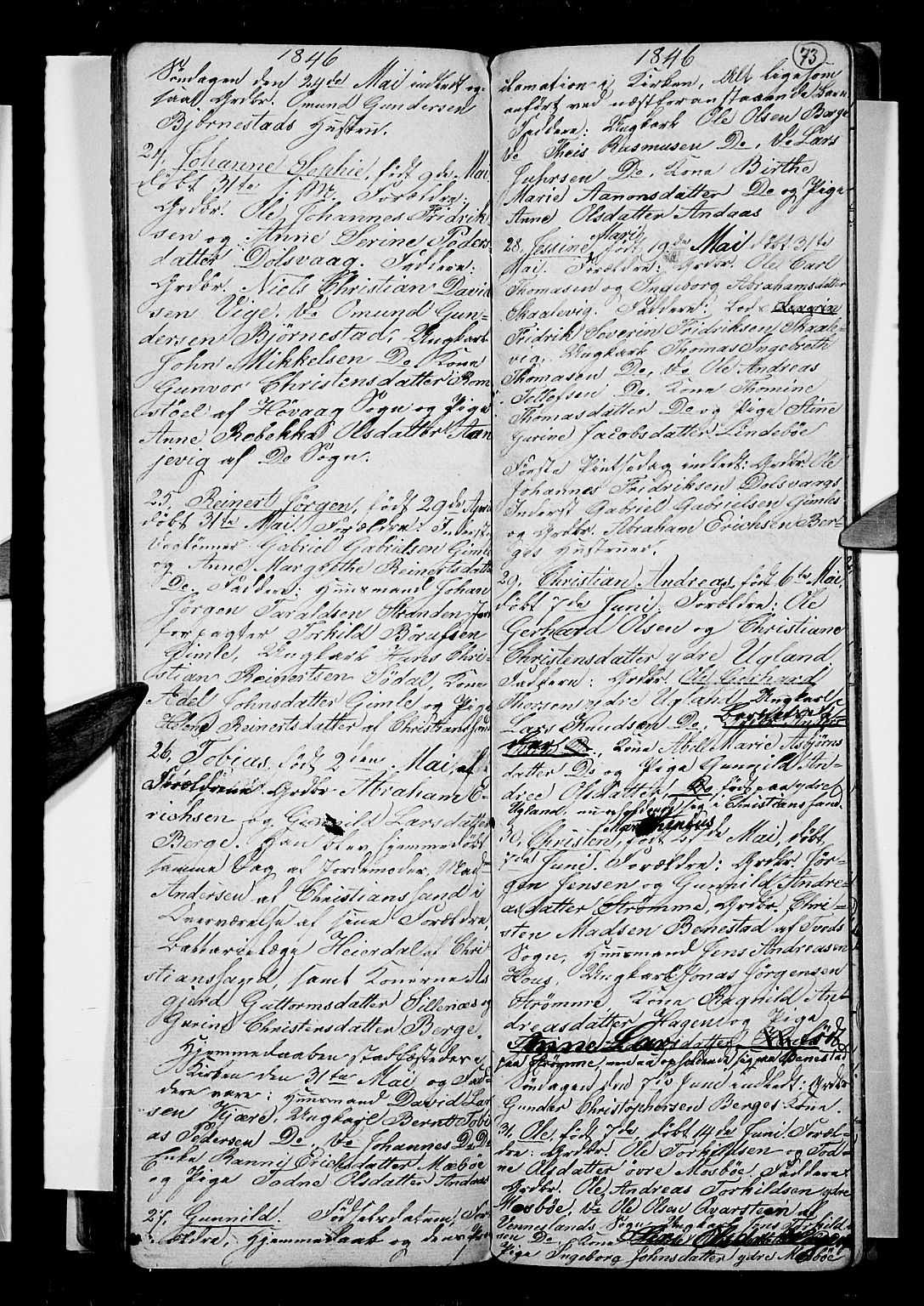 Oddernes sokneprestkontor, AV/SAK-1111-0033/F/Fb/Fba/L0004: Parish register (copy) no. B 4, 1837-1846, p. 73