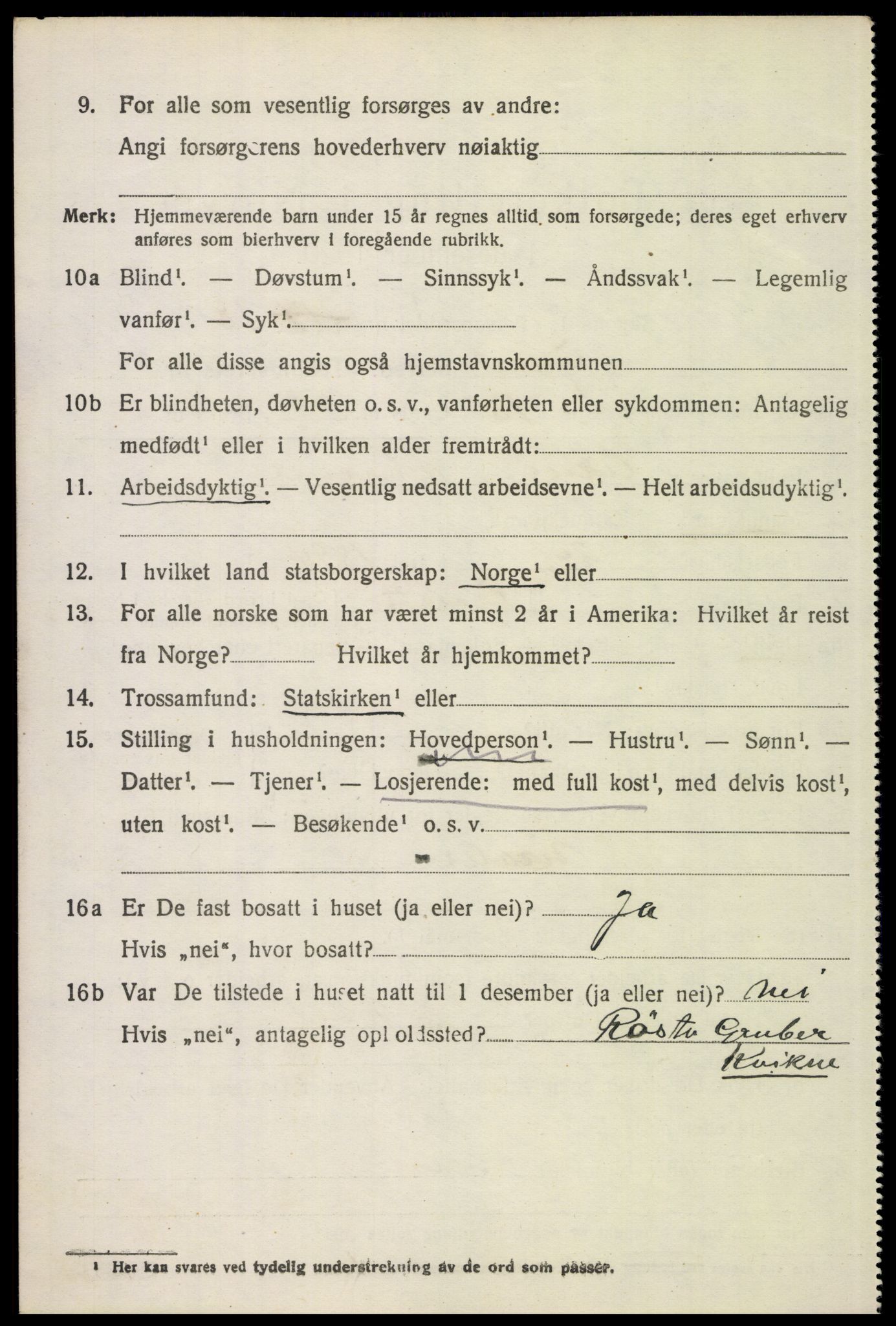 SAH, 1920 census for Tynset, 1920, p. 8927