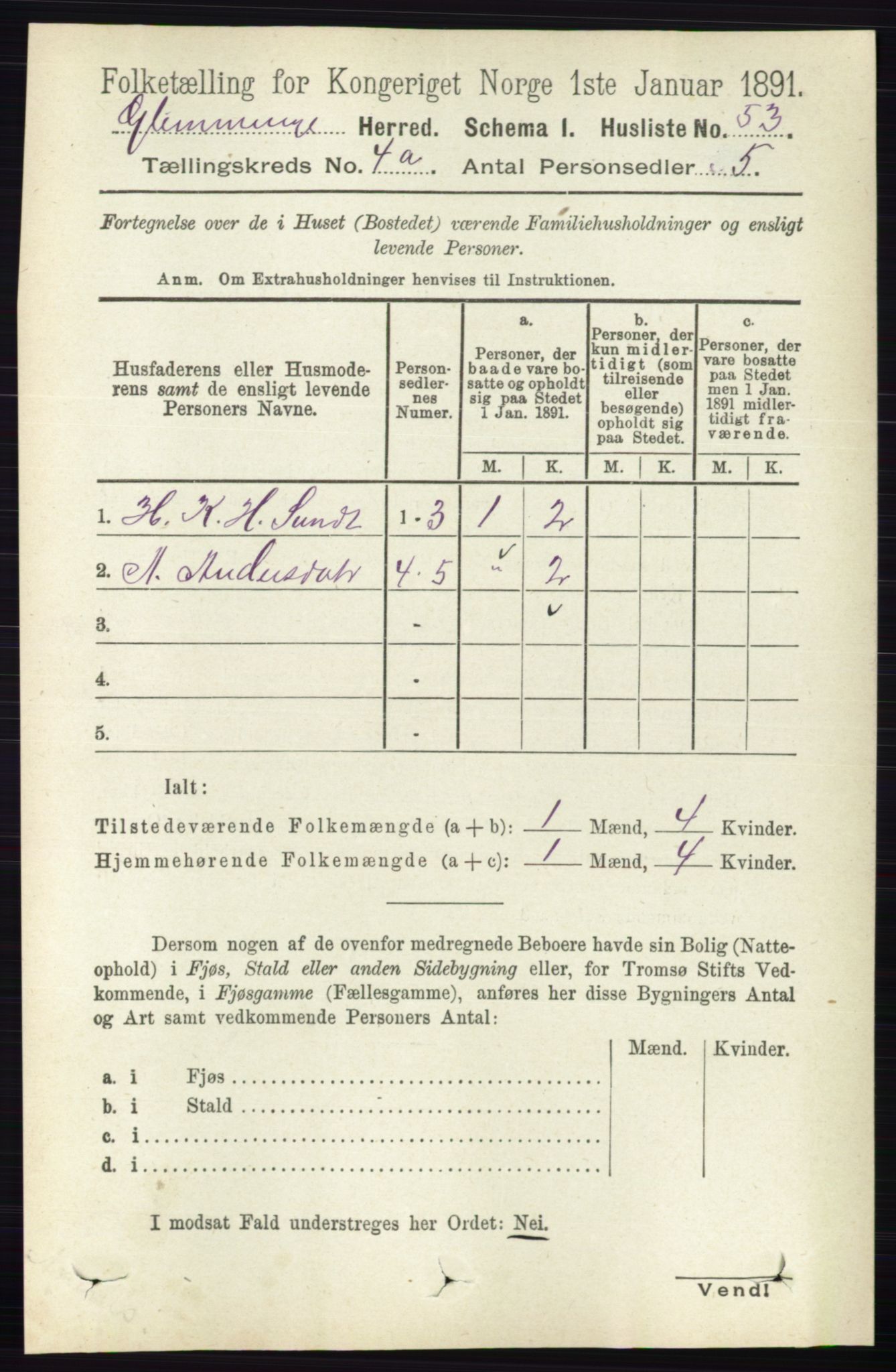 RA, 1891 census for 0132 Glemmen, 1891, p. 3392
