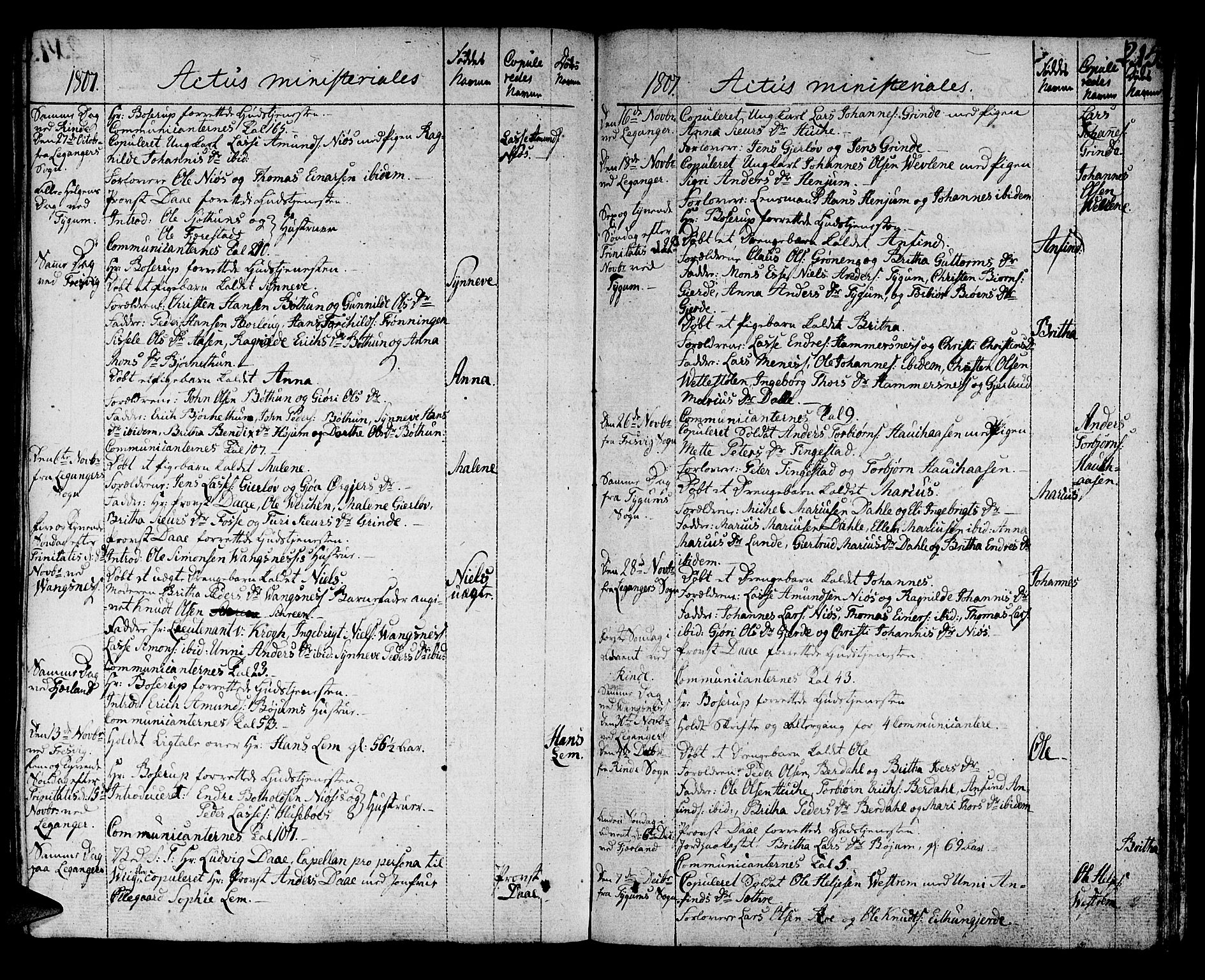 Leikanger sokneprestembete, SAB/A-81001: Parish register (official) no. A 5, 1792-1809, p. 215