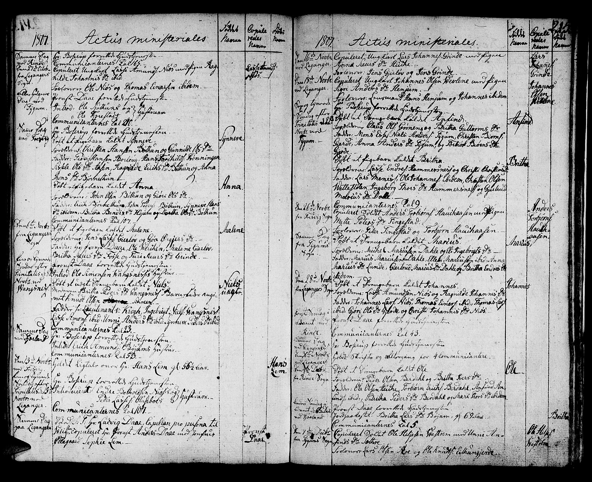 Leikanger sokneprestembete, AV/SAB-A-81001/H/Haa/Haaa/L0005: Parish register (official) no. A 5, 1792-1809, p. 215