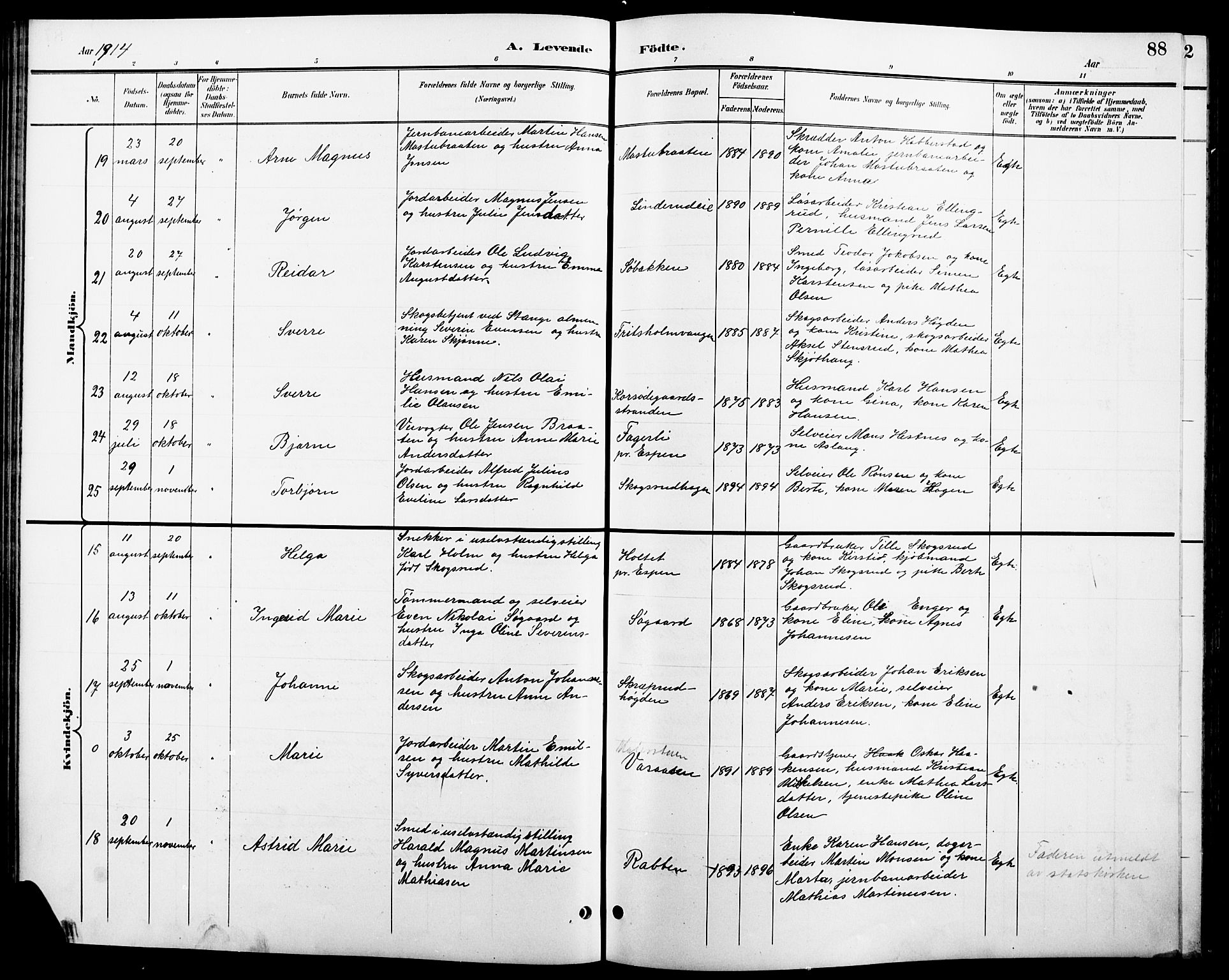 Stange prestekontor, AV/SAH-PREST-002/L/L0011: Parish register (copy) no. 11, 1895-1917, p. 88