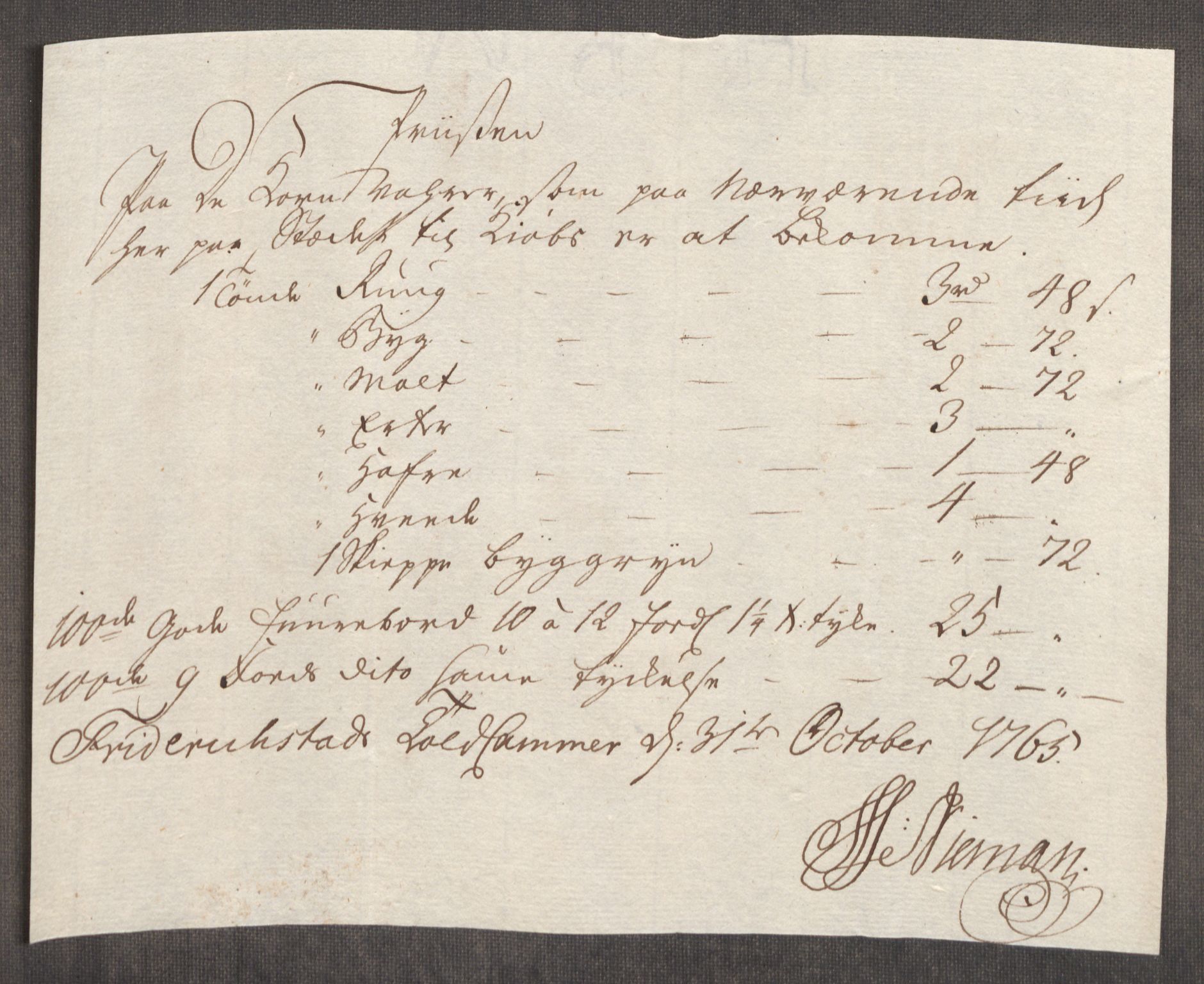 Rentekammeret inntil 1814, Realistisk ordnet avdeling, AV/RA-EA-4070/Oe/L0008: [Ø1]: Priskuranter, 1764-1768, p. 299