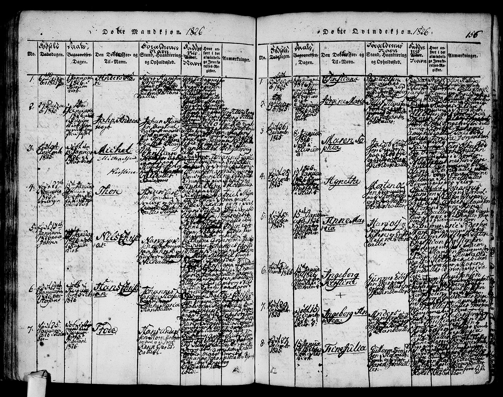 Hurum kirkebøker, AV/SAKO-A-229/F/Fa/L0009: Parish register (official) no. 9, 1816-1826, p. 156