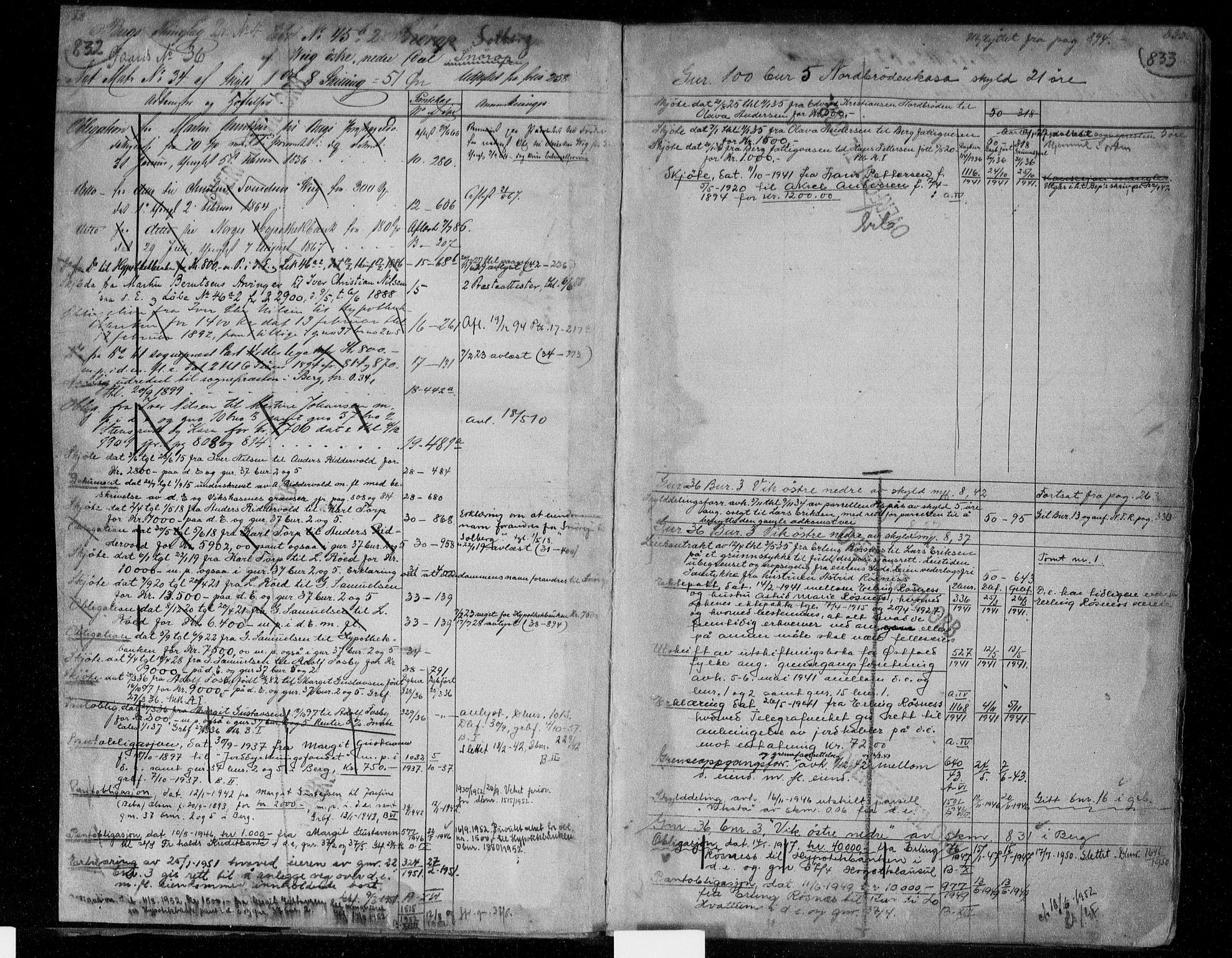 Idd og Marker sorenskriveri, AV/SAO-A-10283/G/Ga/Gac/L0004b: Mortgage register no. II 4b, 1848-1953, p. 832-833