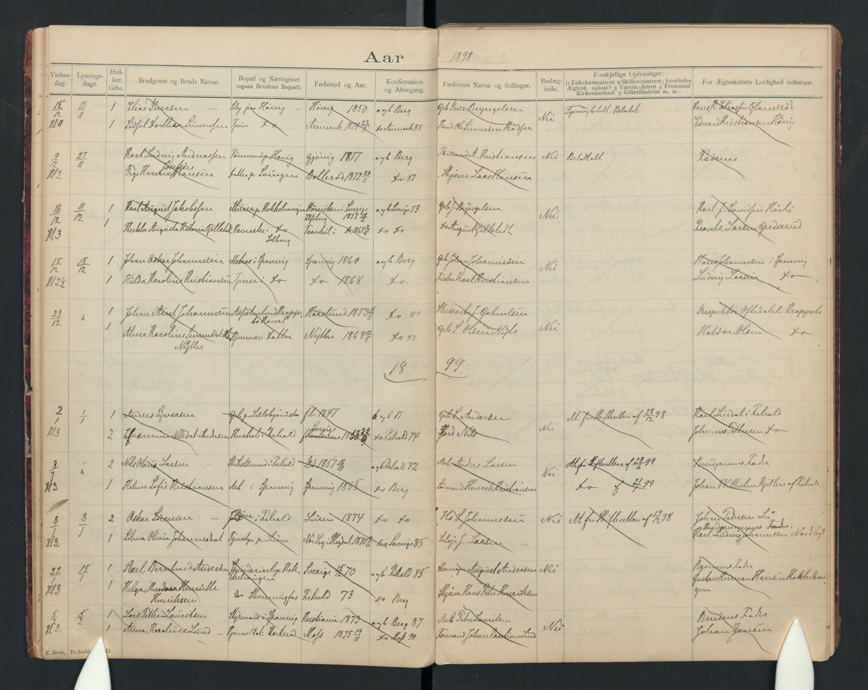 Berg prestekontor Kirkebøker, AV/SAO-A-10902/H/Ha/L0001a: Banns register no. I 1a, 1894-1922