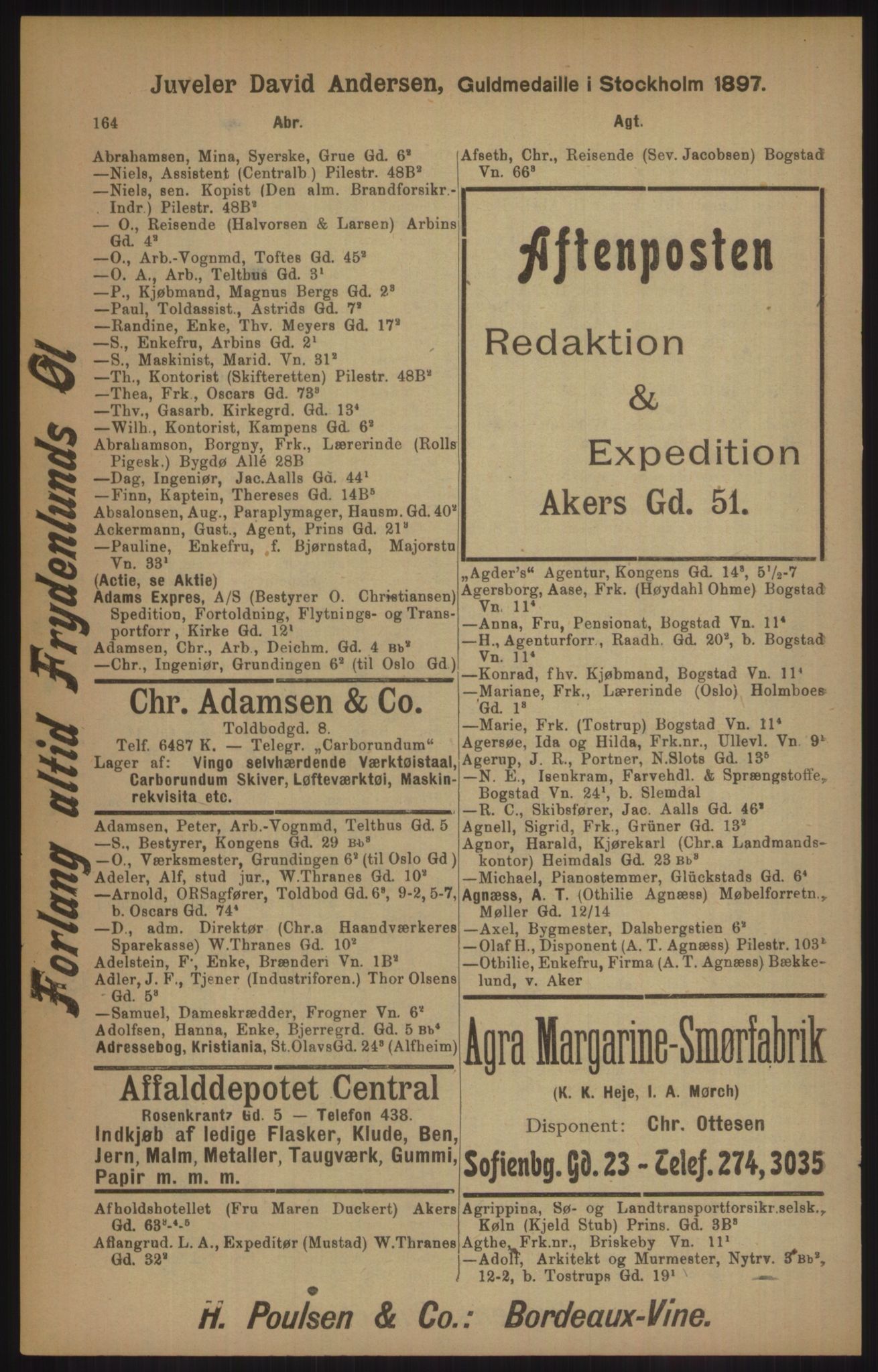 Kristiania/Oslo adressebok, PUBL/-, 1905, p. 164