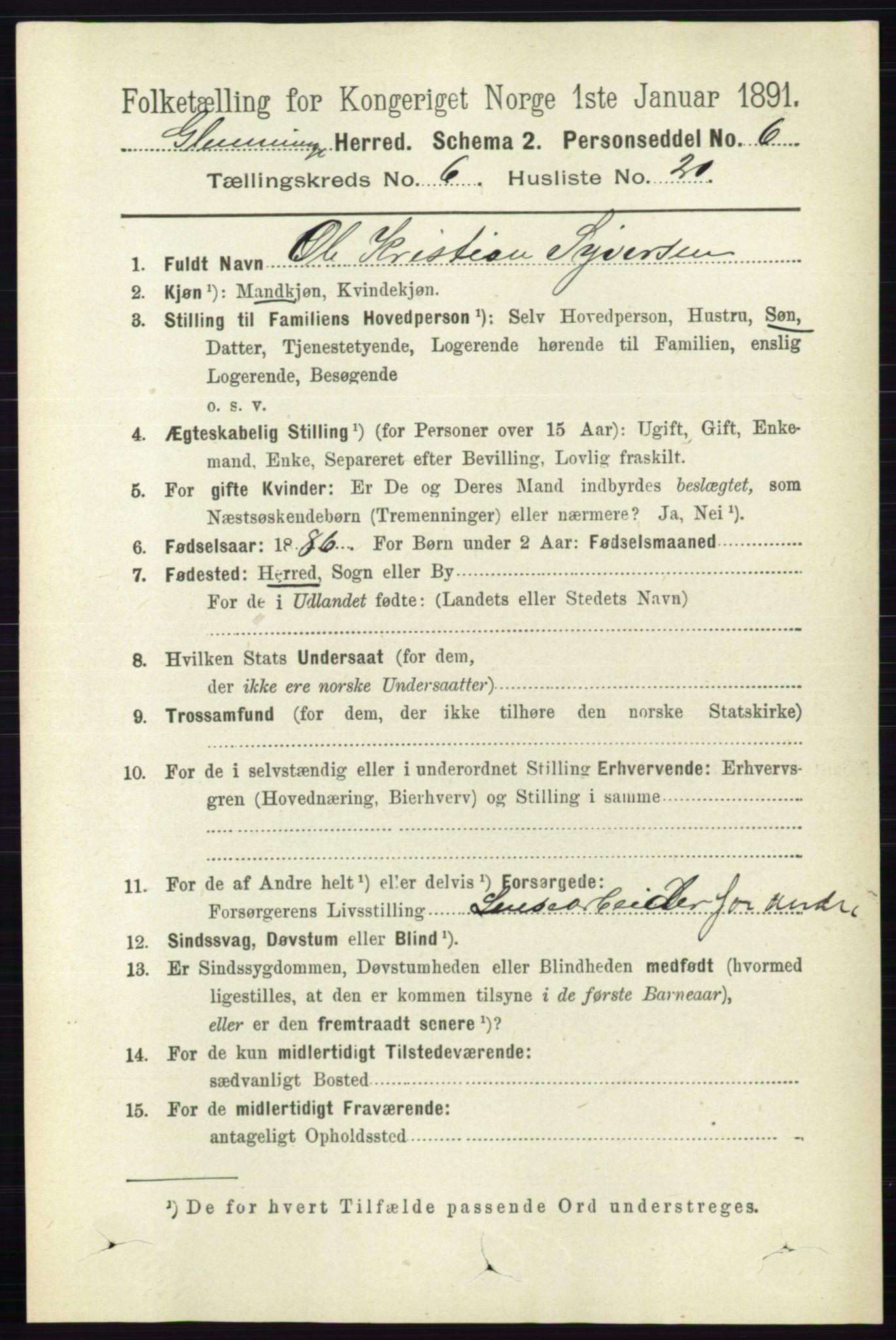 RA, 1891 census for 0132 Glemmen, 1891, p. 7669