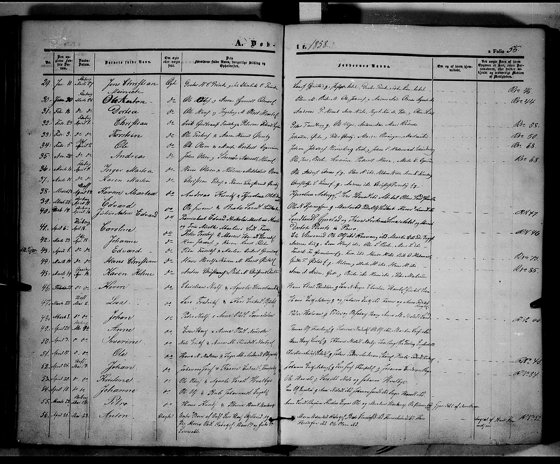 Land prestekontor, SAH/PREST-120/H/Ha/Haa/L0009: Parish register (official) no. 9, 1847-1859, p. 56