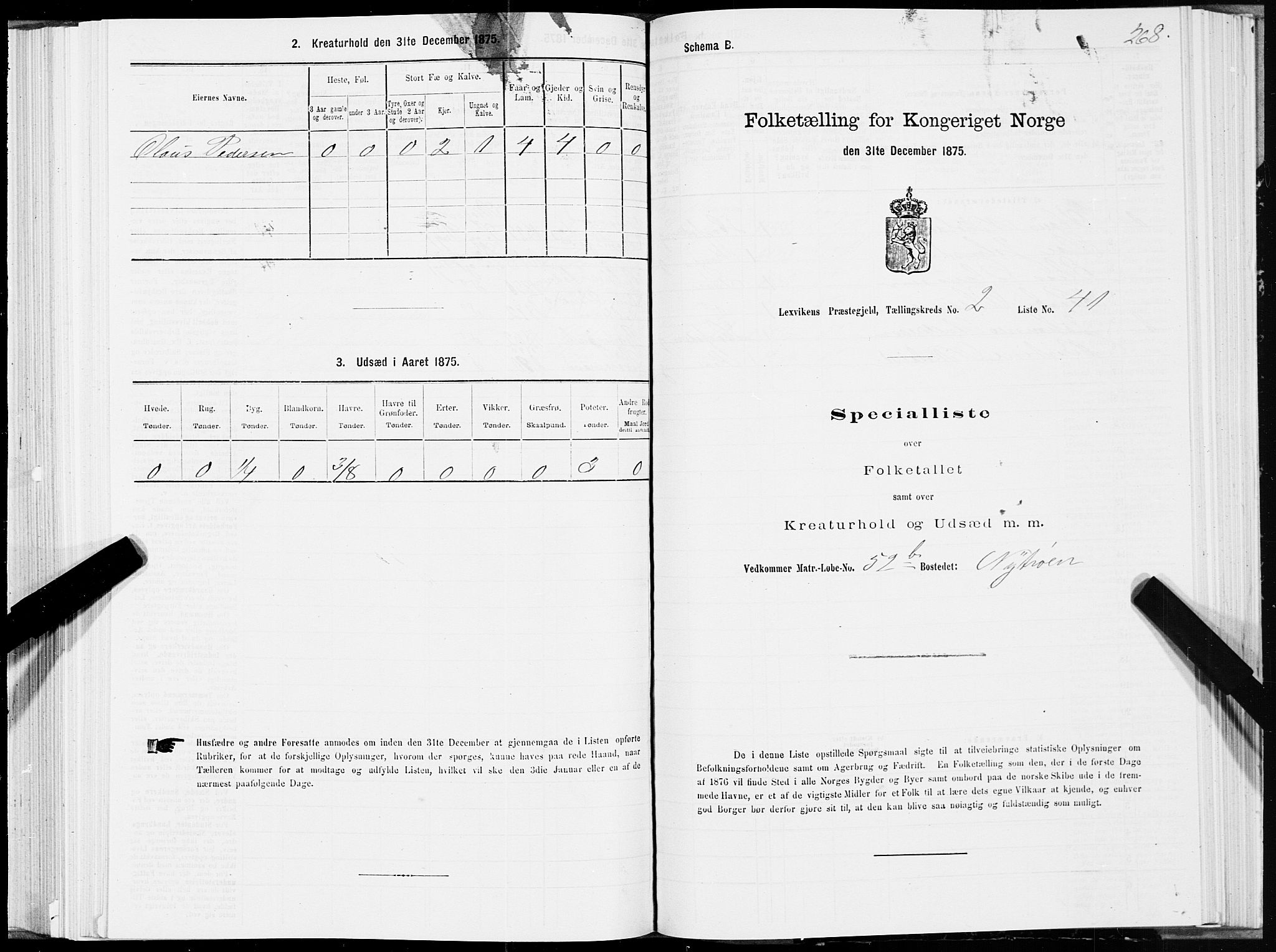 SAT, 1875 census for 1718P Leksvik, 1875, p. 1268