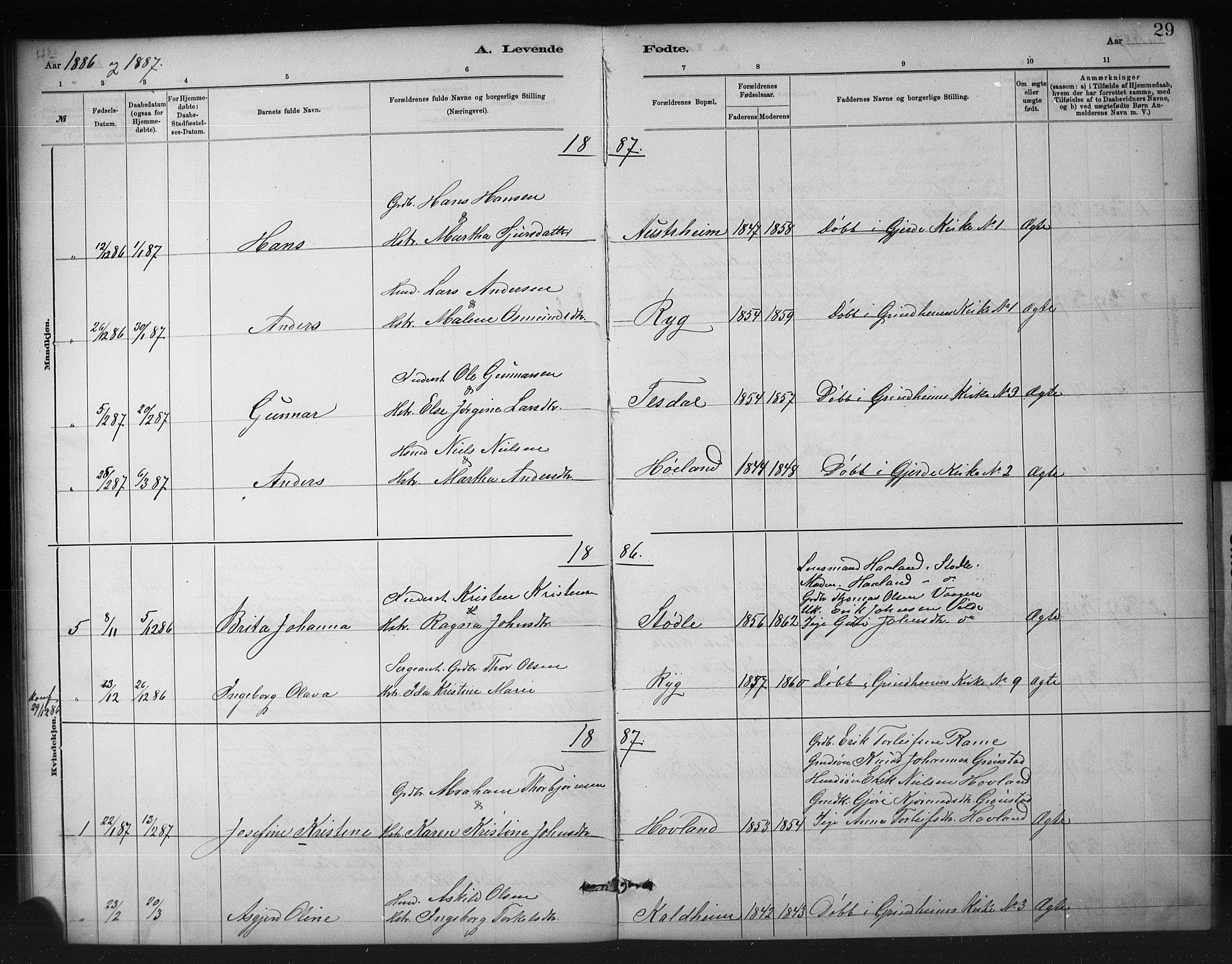 Etne sokneprestembete, SAB/A-75001/H/Hab: Parish register (copy) no. A 5, 1879-1896, p. 29