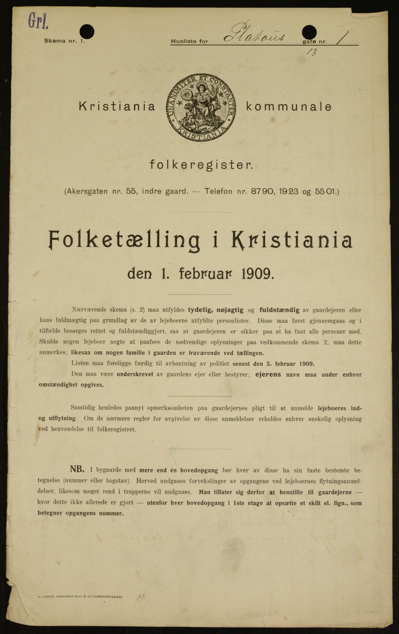 OBA, Municipal Census 1909 for Kristiania, 1909, p. 72638