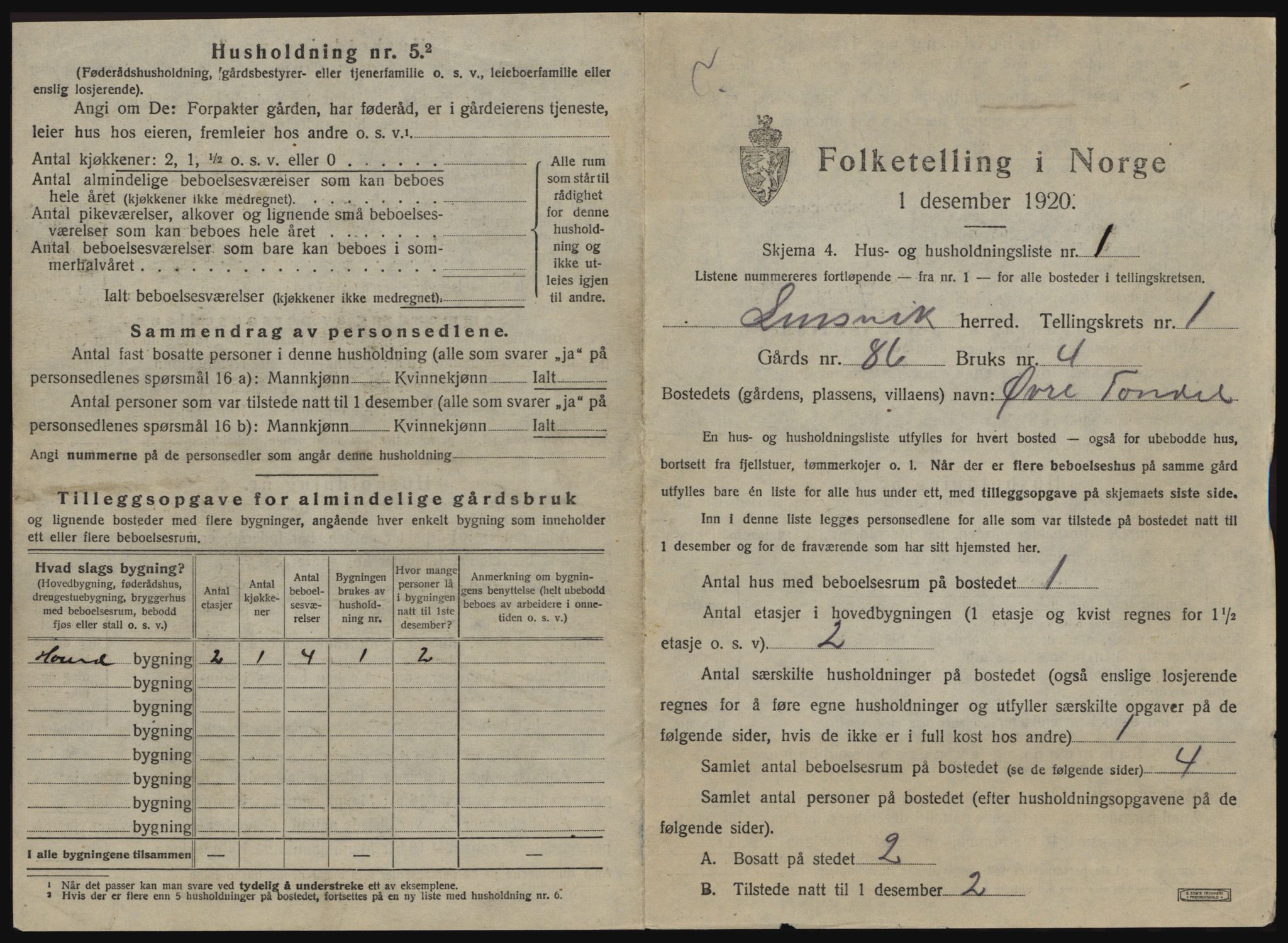 SAT, 1920 census for Lensvik, 1920, p. 22