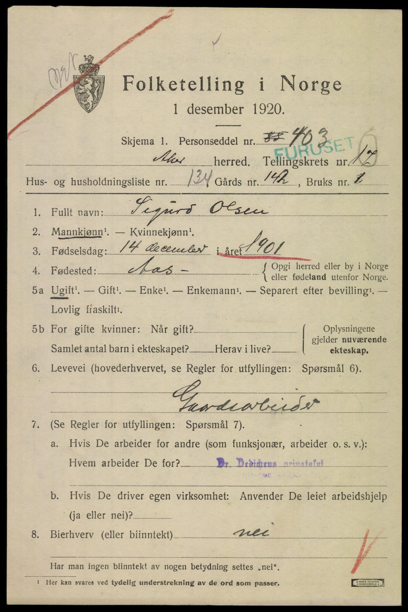 SAO, 1920 census for Aker, 1920, p. 105754