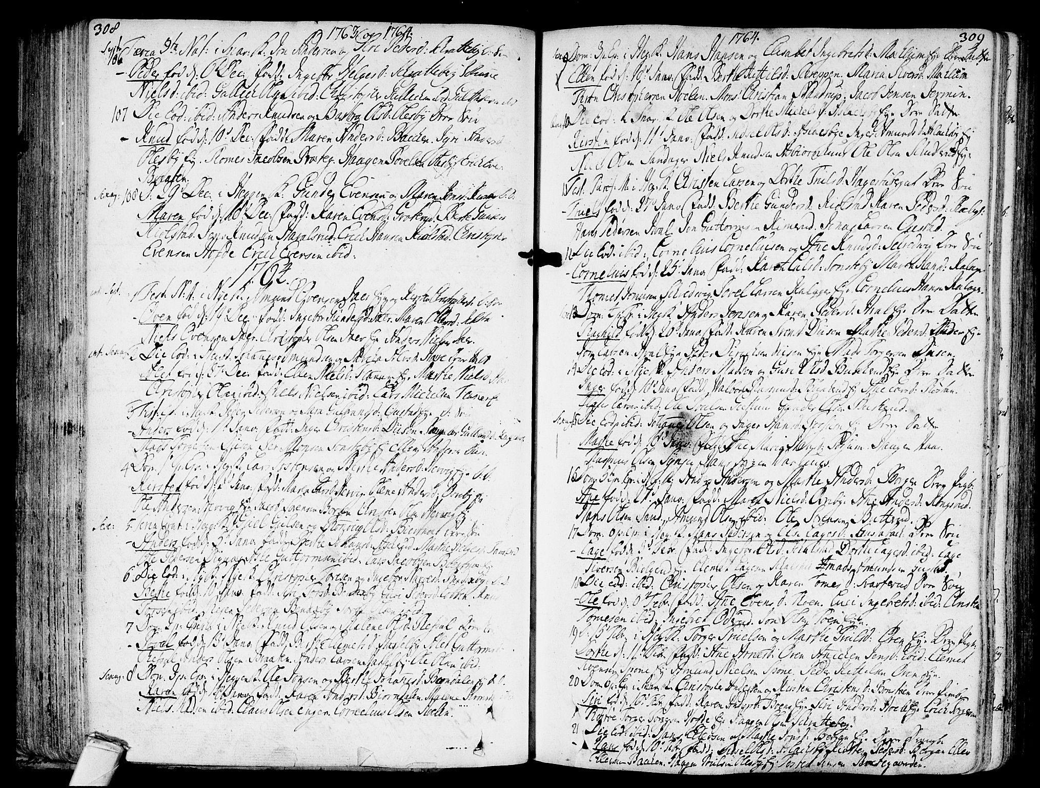 Modum kirkebøker, AV/SAKO-A-234/F/Fa/L0002: Parish register (official) no. 2, 1741-1782, p. 308-309