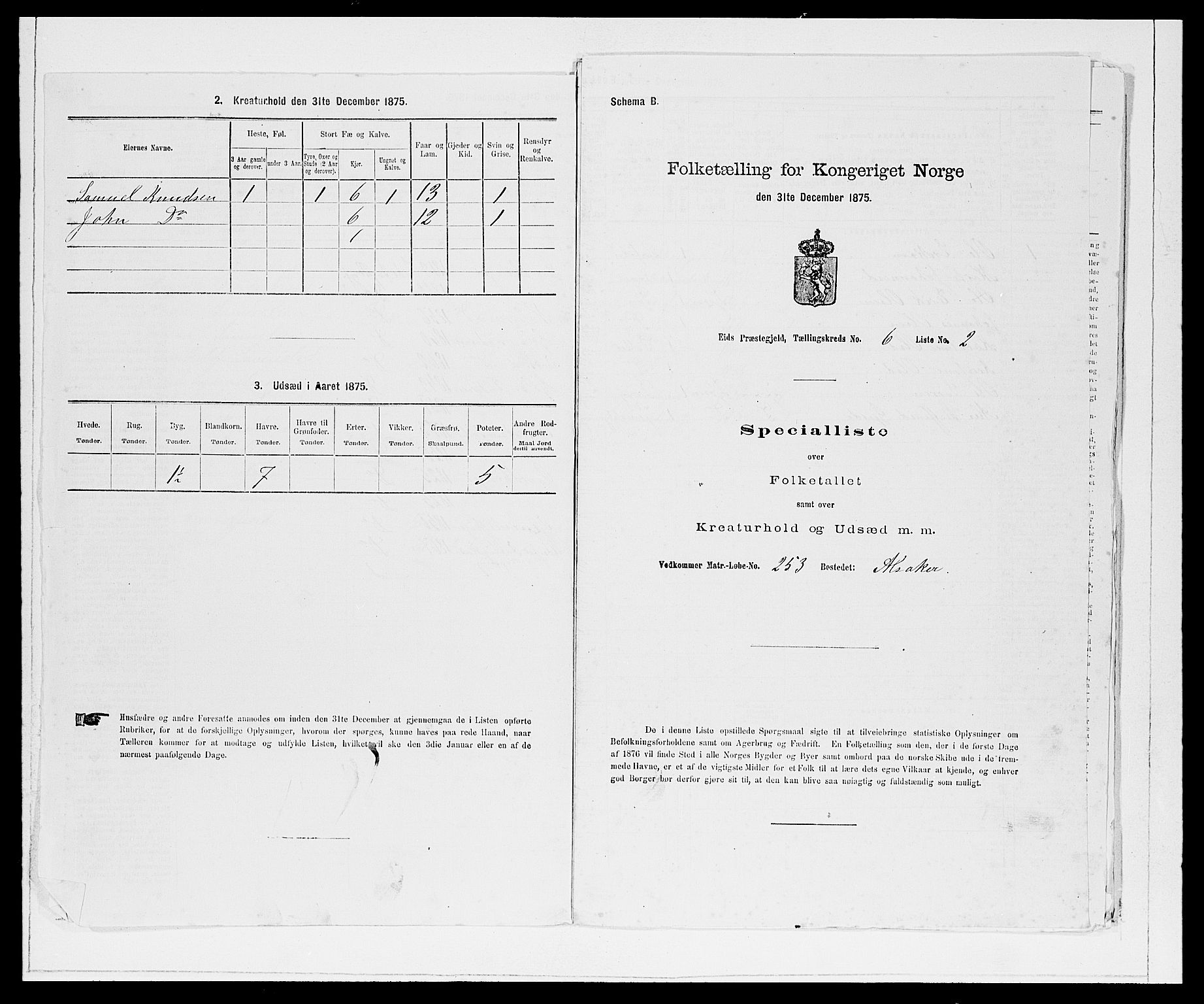 SAB, 1875 Census for 1443P Eid, 1875, p. 673