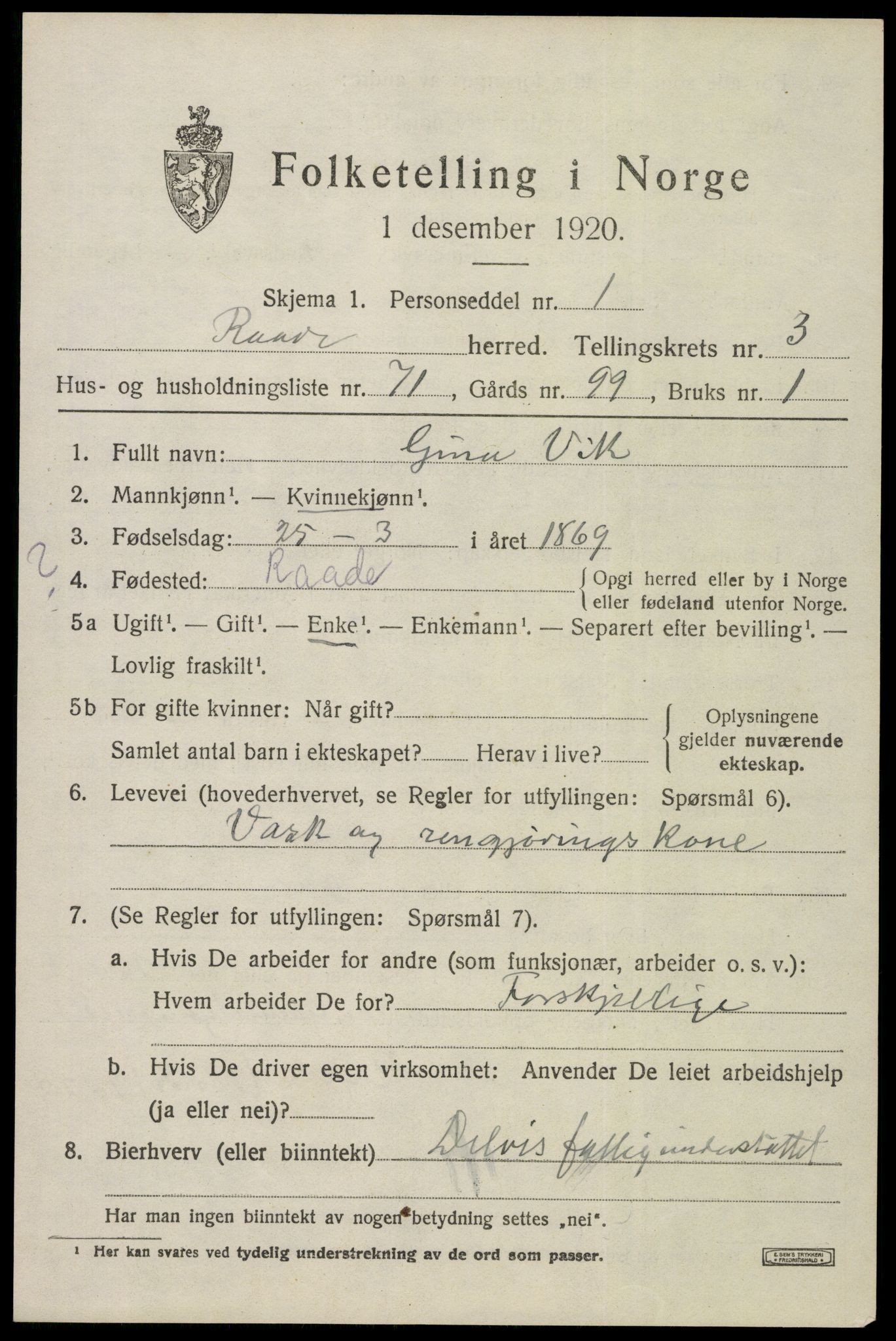 SAO, 1920 census for Råde, 1920, p. 4037