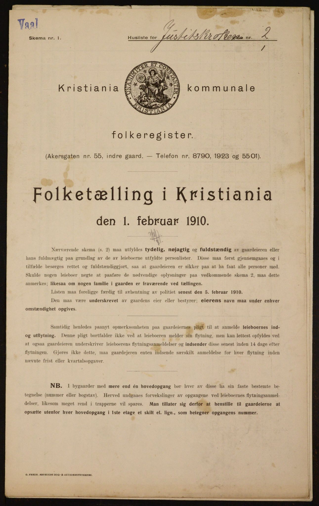 OBA, Municipal Census 1910 for Kristiania, 1910, p. 46300